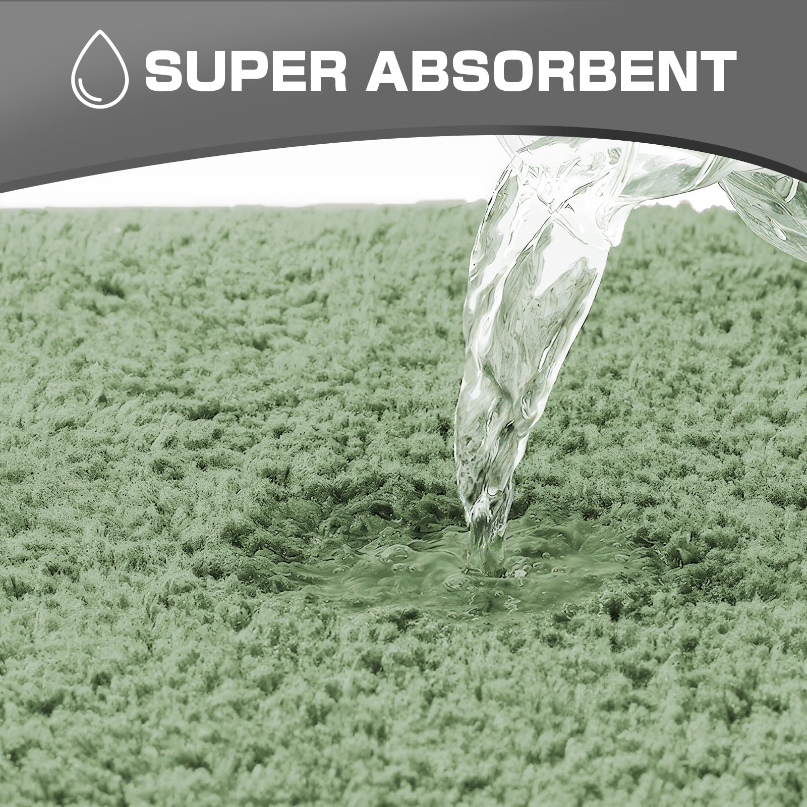 wyewye Tappetini da bagno in microfibra, super spessi 2 cm, tappeti da bagno super assorbenti 50 x 80 cm e 40 x 60 cm, verde chiaro