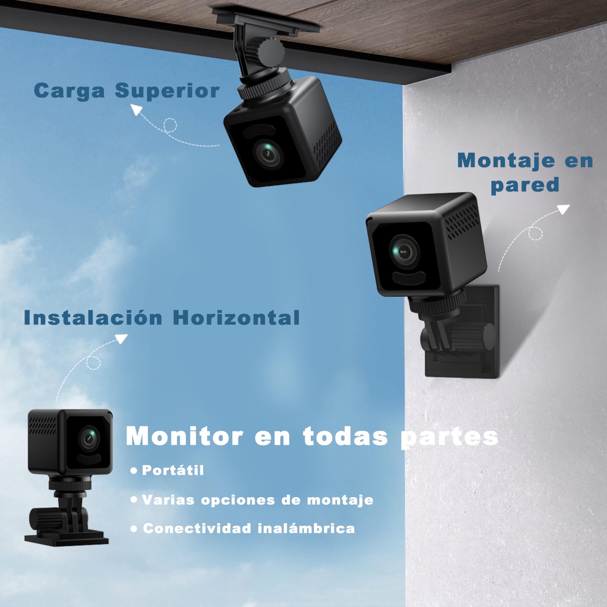 Mini Camara Espia HD 1080P WiFi Oculta Cámara Espía con Visión Nocturna y Detección De Movimiento, Mini Cámaras De Vigilancia inalambricas Larga Duracion, Camara Vigilancia Wifi para Interior Negro