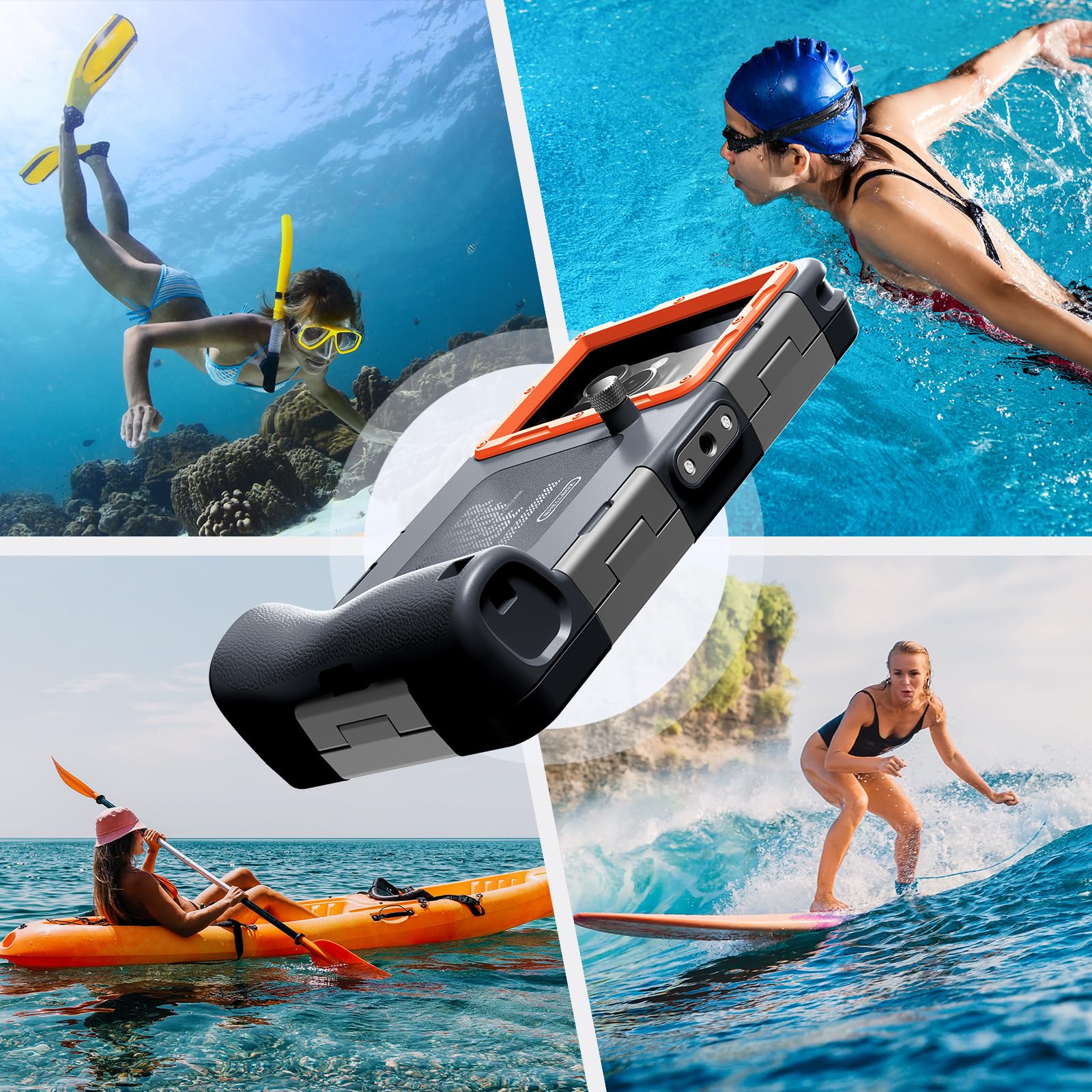 2025 - Funda para iPhone 16/15/14/13/12 Pro Max/XR/XS/X Galaxy S24/S23/S22.[15 pies] Funda impermeable profesional de buceo submarino para fotos y vídeos, color marrón