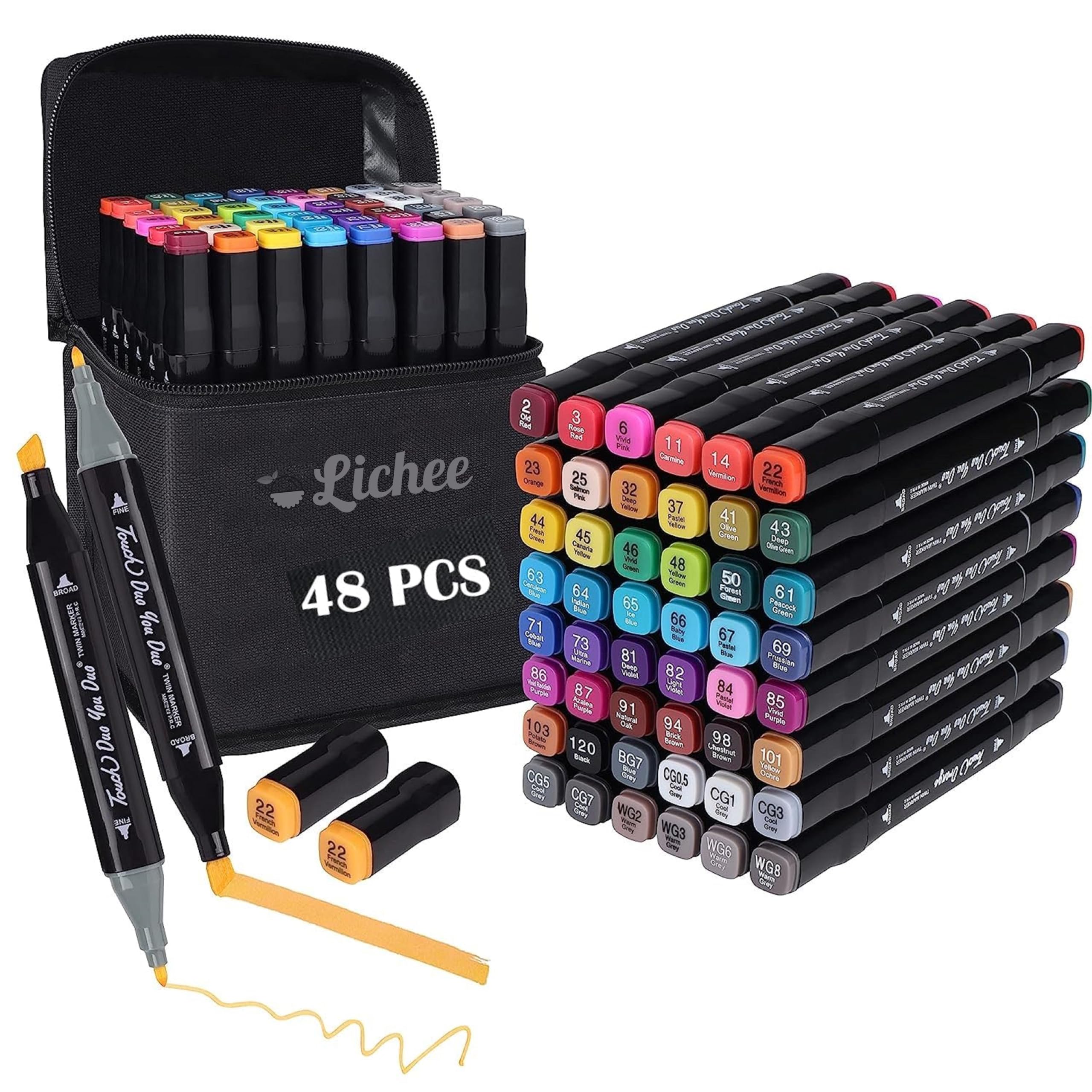 Lichee Dual Tip Art Markers 48 Colors With Carrying Case, Alcohol Art Markers Sketch Pens With Dual Tips Fine And Broad Chisel, Art Supplies For Coloring, Sketching, And Drawing (48), Multicolor (B0CQNYWMTK) Amazon Price History, Amazon Price Tracker