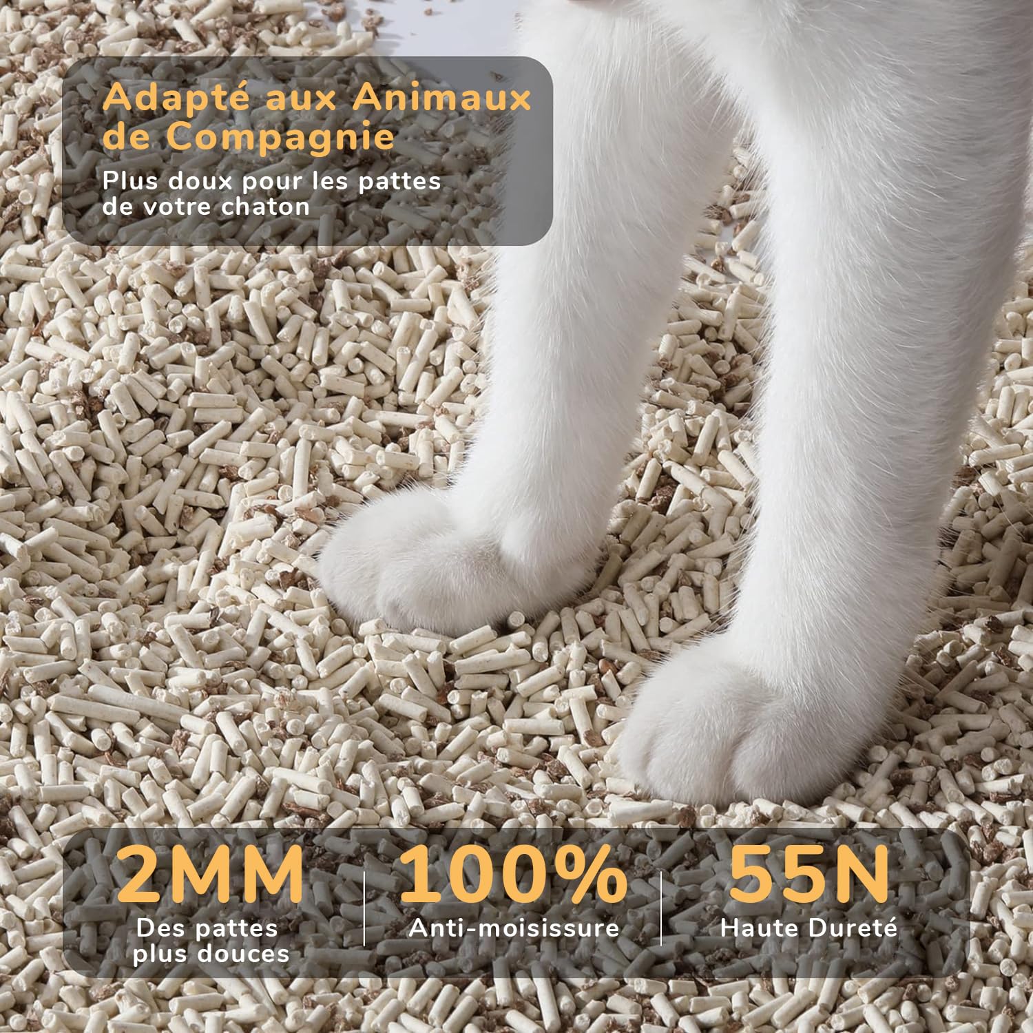FUKUMARU Litière pour Chat Tofu, Litiere pour Chat Agglomérante, Granulés Mixtes de Bois de Pommier, sans Poussière et Légèrement Agglomérante, Contrôle des odeurs, Lavable, 4 Packs