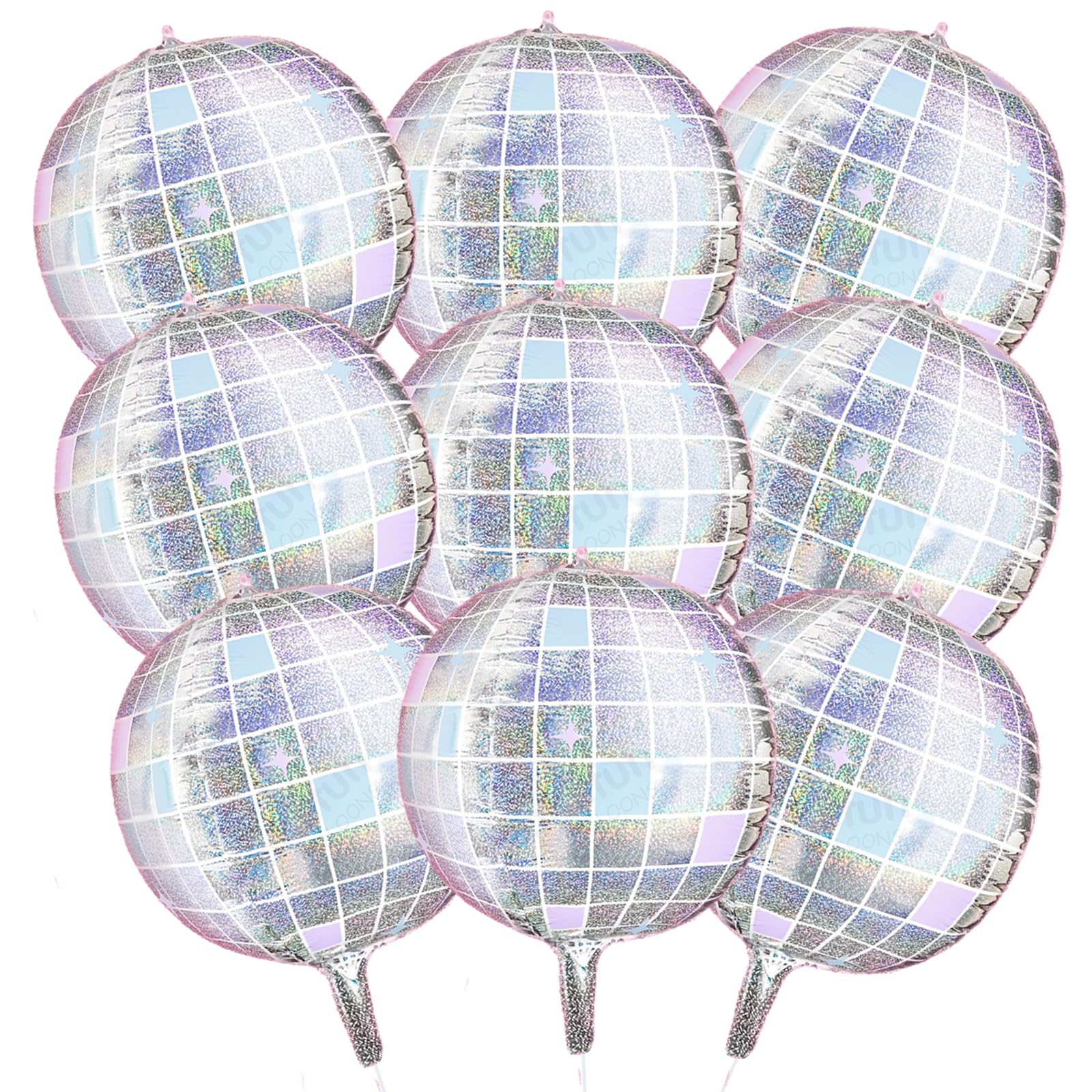 9pcs 22inch 4d Iridescent Disco balloons,Laser sliver Disco balloons Bachelorette Decorations.70S disco birthday party decorations supplies
