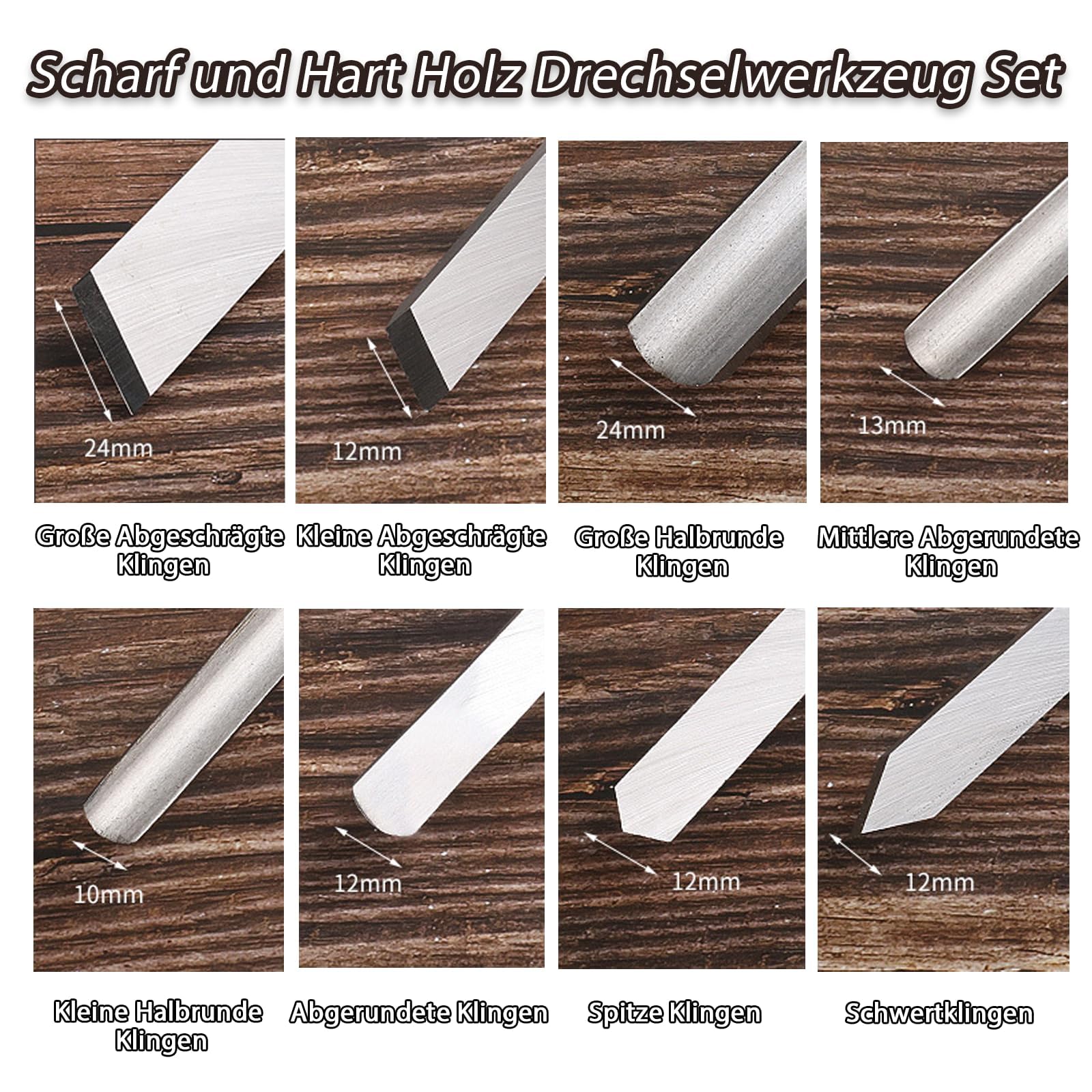 8 Stück Holz Drechselwerkzeug Meissel Set Drechselmesser Multifunktional Drehmeißel Set Drechselbeitelsatz Drechseleisen Holzmeisel für Holzschnitzereien Anfänger - 8 Stechbeitel + Papierbox