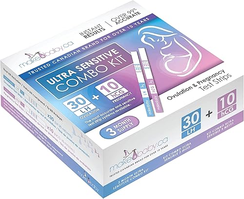 Make A Baby Kit de prueba combinado ultra sensible, tiras de prueba de ovulación y embarazo, 30 LH OPK + 10 HCG, para parejas que intentan concebir
