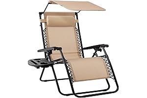 Best Choice Products Folding Zero Gravity Outdoor Chaise Lounge Recliner with Canopy Shade
