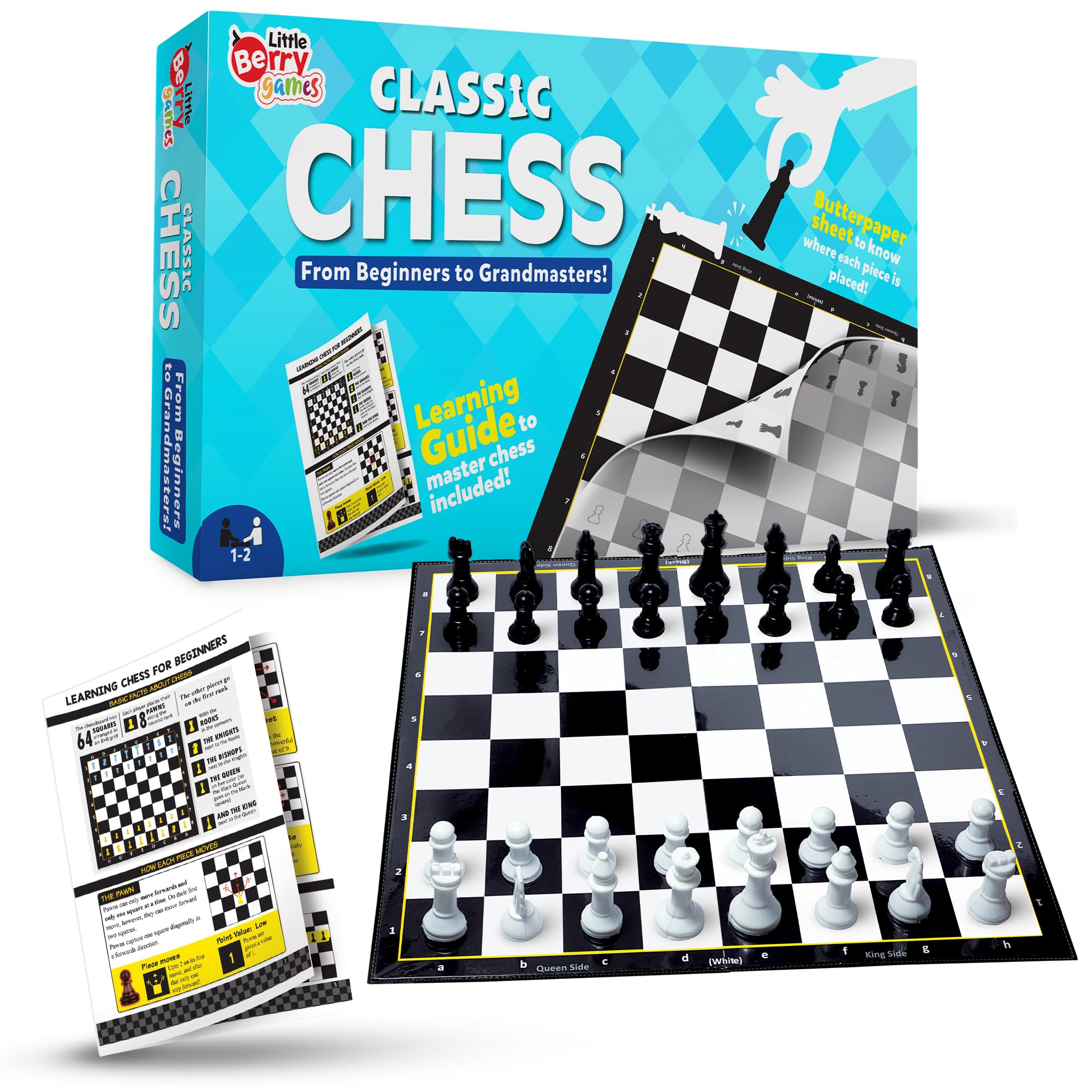 Little Berry Classic Chess for Kids & Adults | Beginner Chess Set with 14” Inch Foldable Chess Board & Chess Pieces | Strategy Board Game | Portable & Travel Friendly | Learning Guide Included (B0C7R7H1HQ) Amazon Price History, Amazon Price Tracker