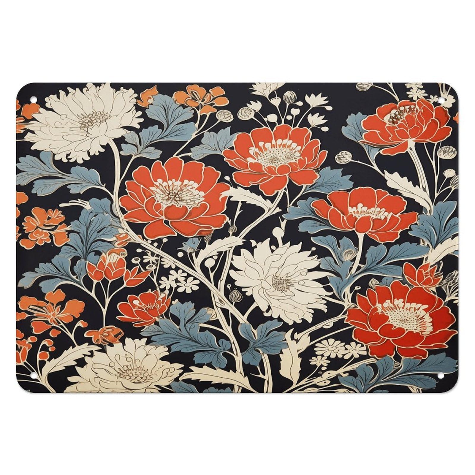 Fekiloot Style Japanese Flower Wall Decor Iron Painting Metal Sign