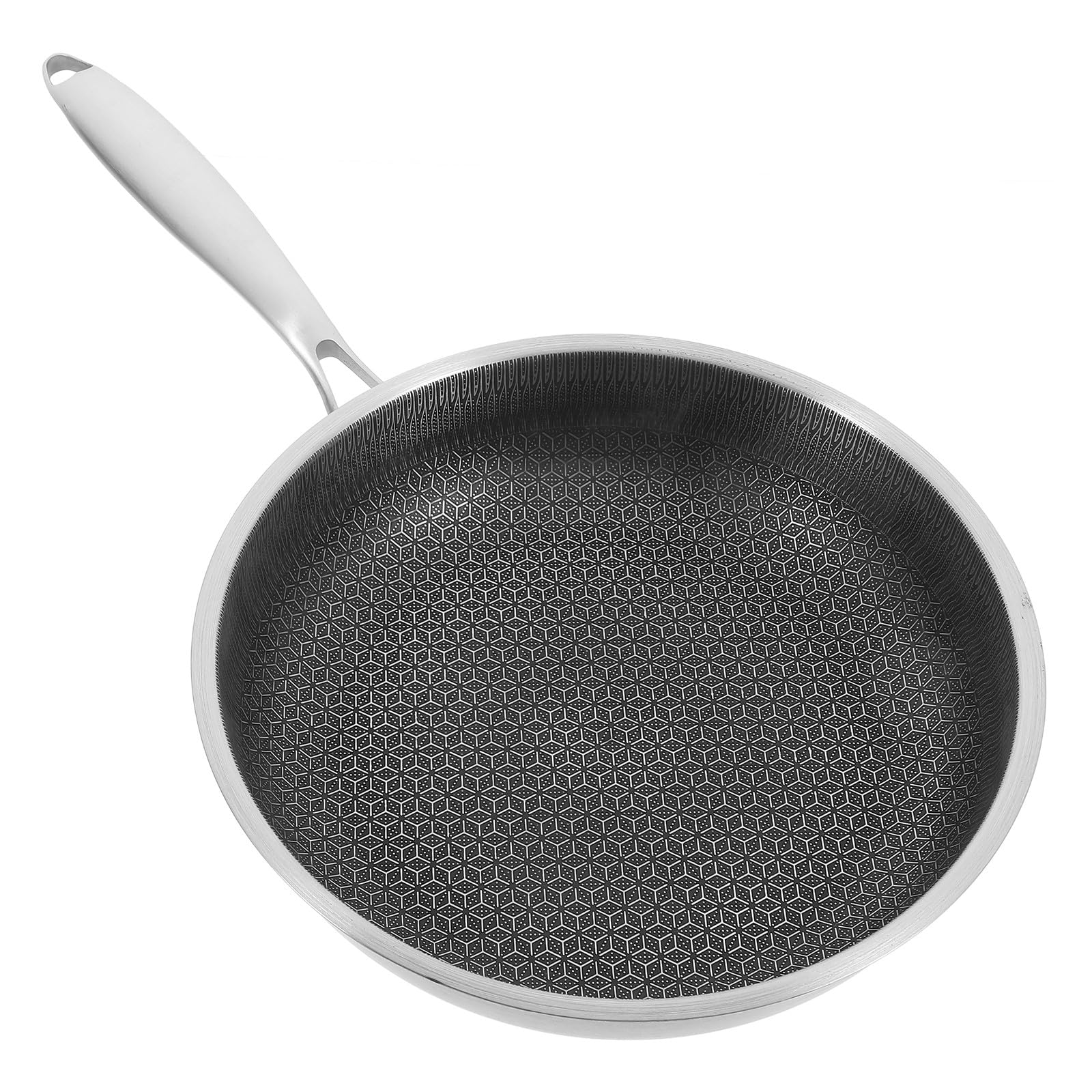 Wok Antiaderente Inossidabile Superficie a D'ape in Manico Ergonomico, per Cucina e Grigliate Bbq