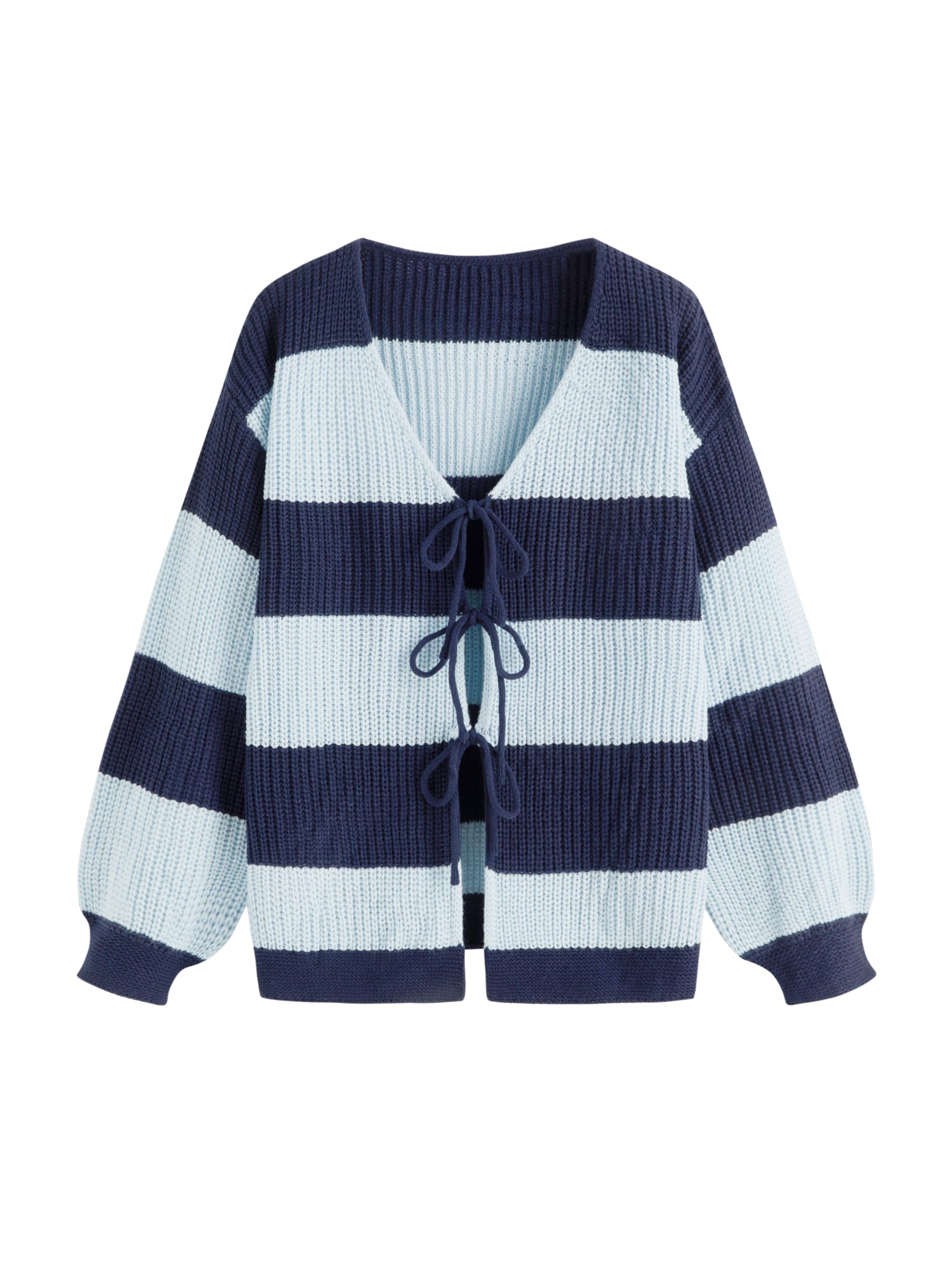 CIDER Cardigan Sweater for Women Tie Front Striped Long Sleeve V Neck Cute Y2k Fall Trendy Outfits