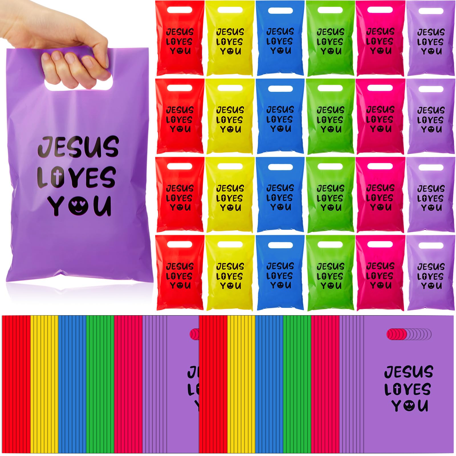Snapklik.com : 100 Pcs Jesus Loves You Gift Goody Bags 9.84 X 6.5 Inch ...