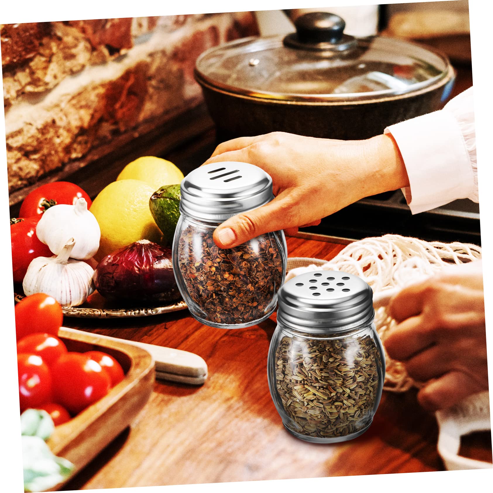 COLLBATH 10 Saleros y Pimenteros De Cristal Botes Para Especias Juego De Condimentos Tapa Deslizante y Giratoria Ideal Para Cocina y Camping