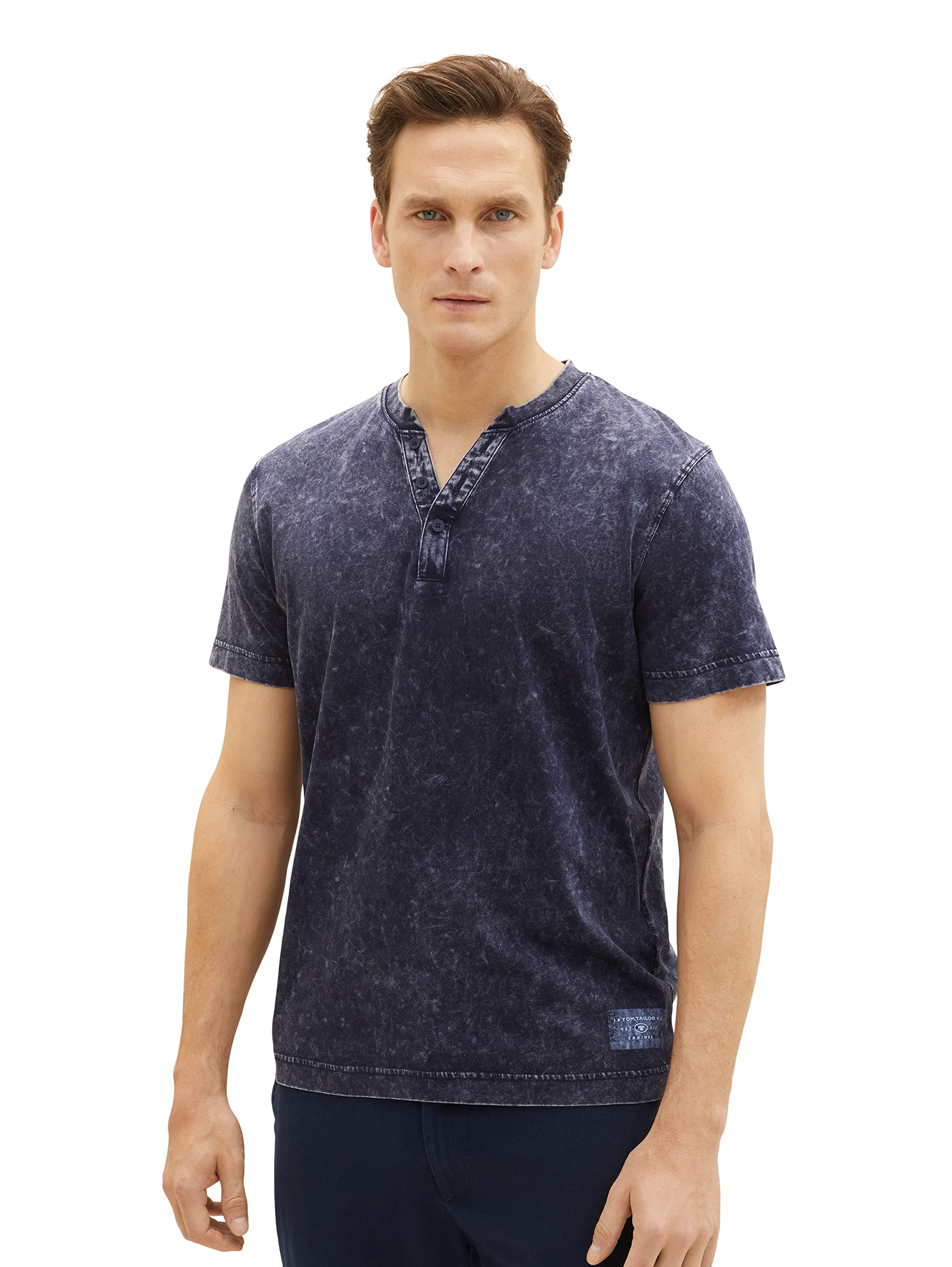 Tom Tailor Men's 10668 - Sky Captain Blue Serafino Washed T-Shirt, M
