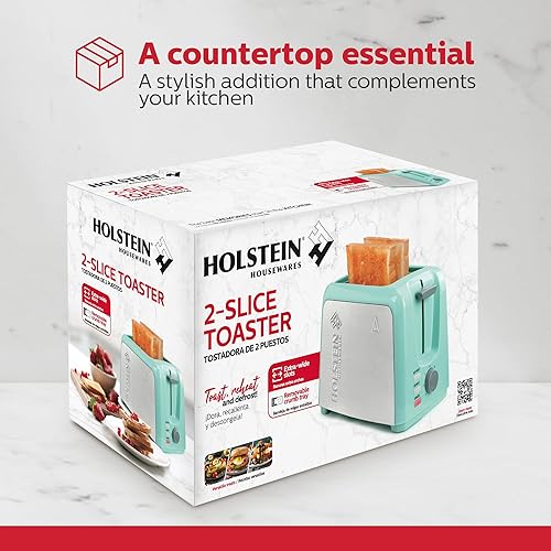 Miniatura 9 de Holstein Housewares Tostadora de 2 rebanadas con 7 ajustes de tostado, ranuras extra anchas, recalentar, descongelar, cancelar, liberación de alta