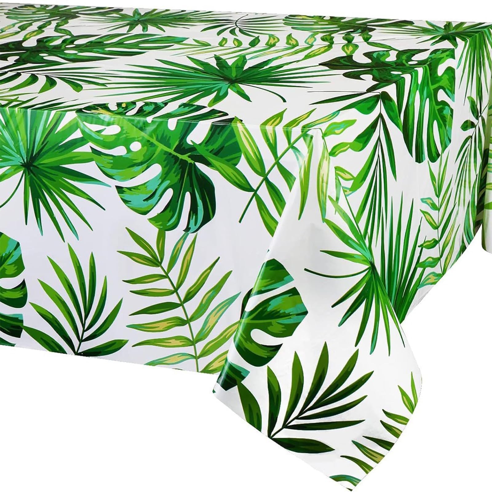 Hawaiian Luau Tablecloth, Jungle Party Decorations Table Cloth, Summer Party Decorations Tropical Palm Leaves Table Cloth Disposable Table Cover Spring Summer Wedding Birthday Beach Party Table Decor