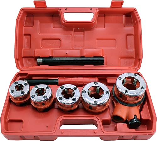 Miniatura 1 de HFS(R Ratchet Pipe Threader Kit - Ratcheting Pipe Threading Tool Set (5 Dies) - Durable, Ergonomic Design