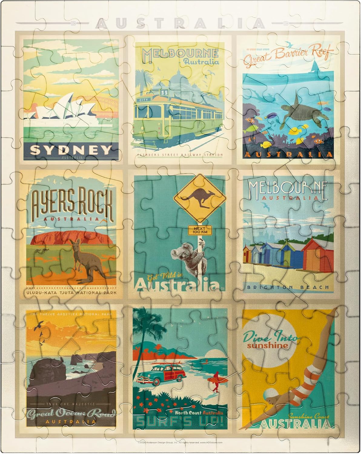 MyPuzzle Australia: Multi-Image Print, Vintage Poster - Premium 500 Piece Jigsaw Puzzle for Adults