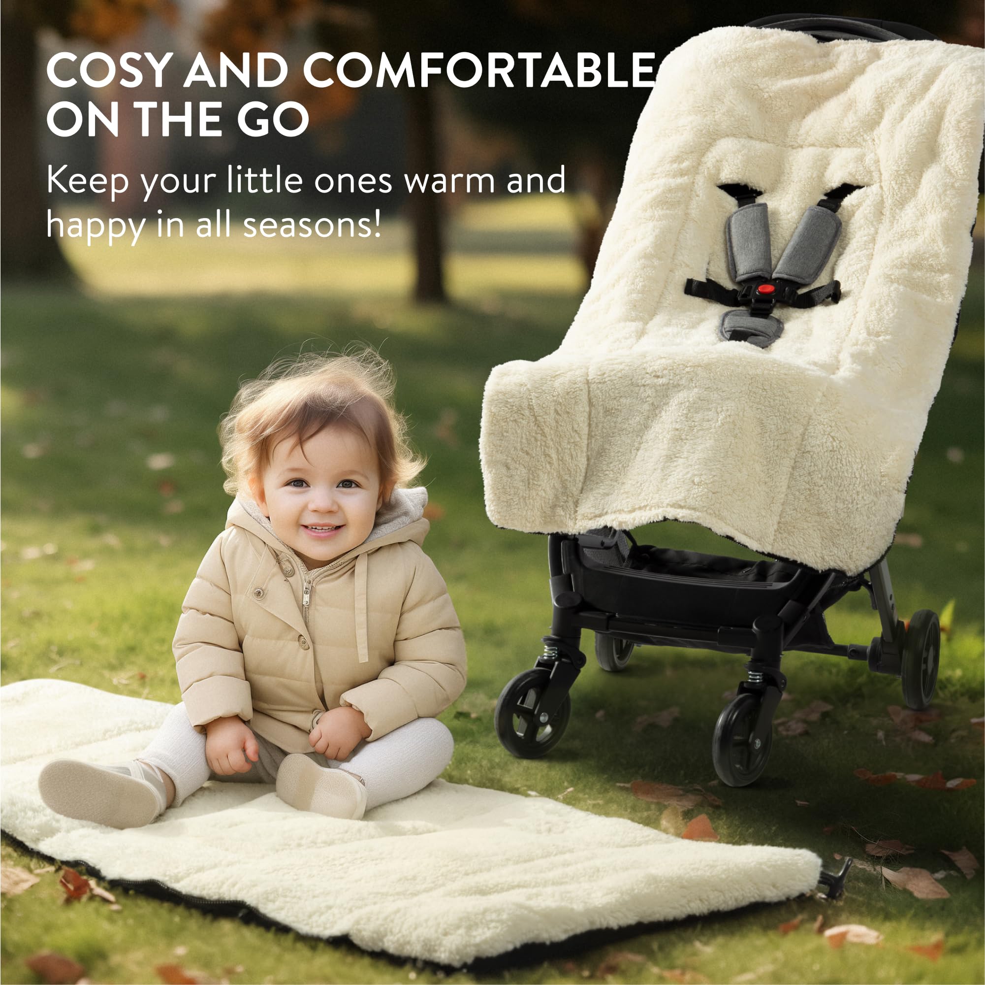 Navaris Chancelière pour bébé XL - Nid d'ange bebe enfant extra large 1 à 4 ans en coton et polaire - Couverture poussette bebe 112 x 45 x 7cm avec sac transport