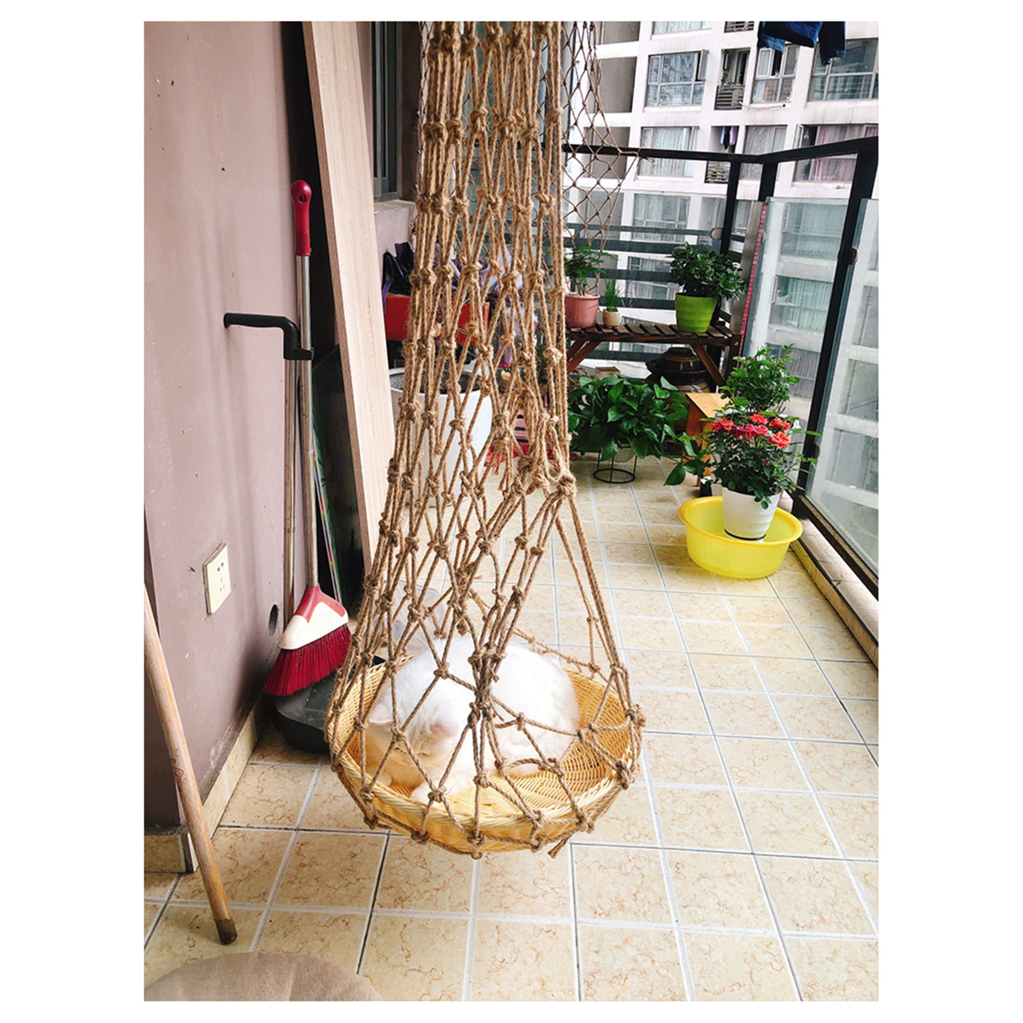 TGHY Red de Cuerda de Cáñamo para la Casa del árbol Red de Escalada para Niños de 12mm Red de Seguridad para Niños Plantas Trepadoras Area de Juegos Balcón Barandilla Hamaca