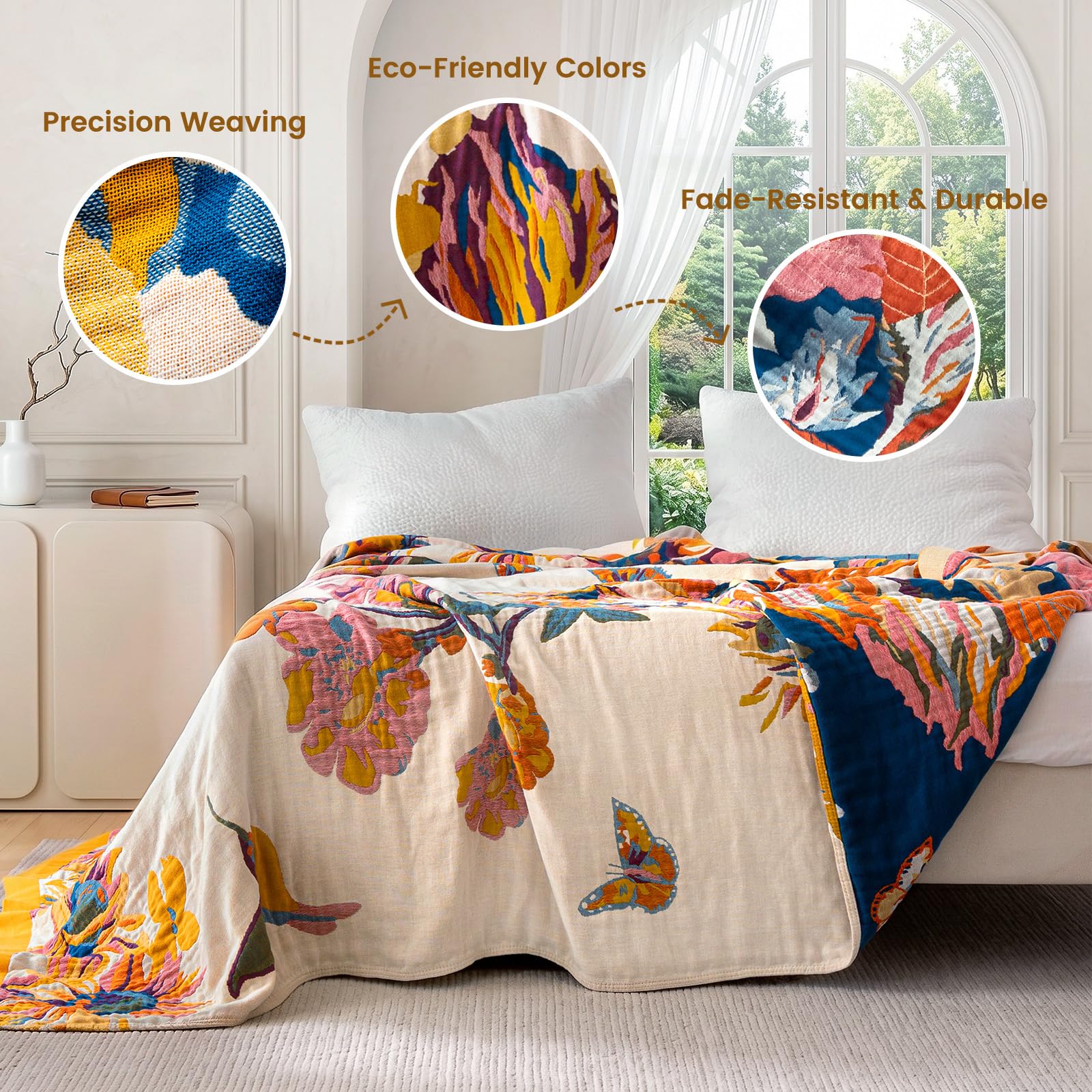 Amazon.com: MSGKV 100% Cotton Throw Blanket for Bed Couch Fall 90