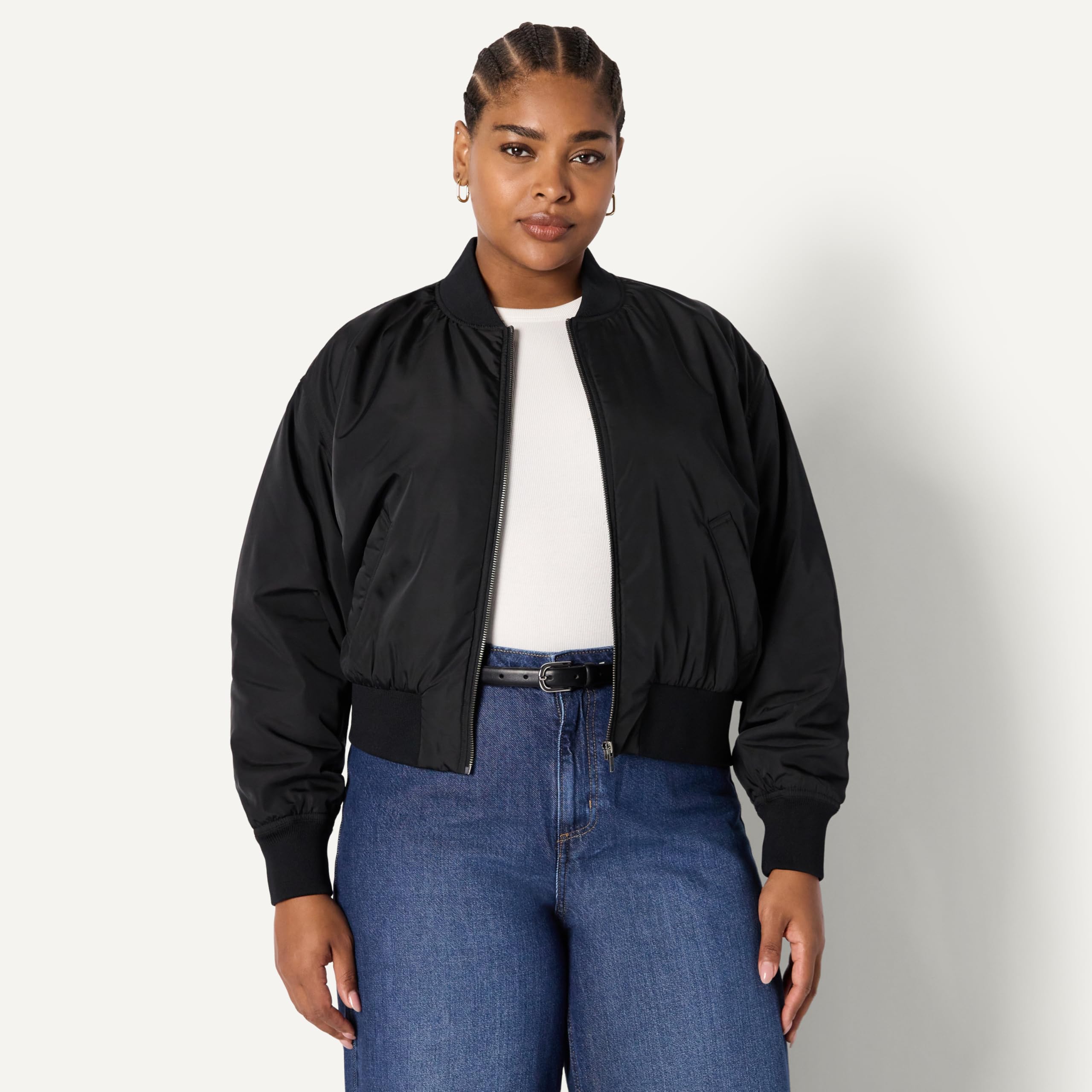 Amazon Essentials Blouson Bomber en Denim Coupe Décontractée Femme