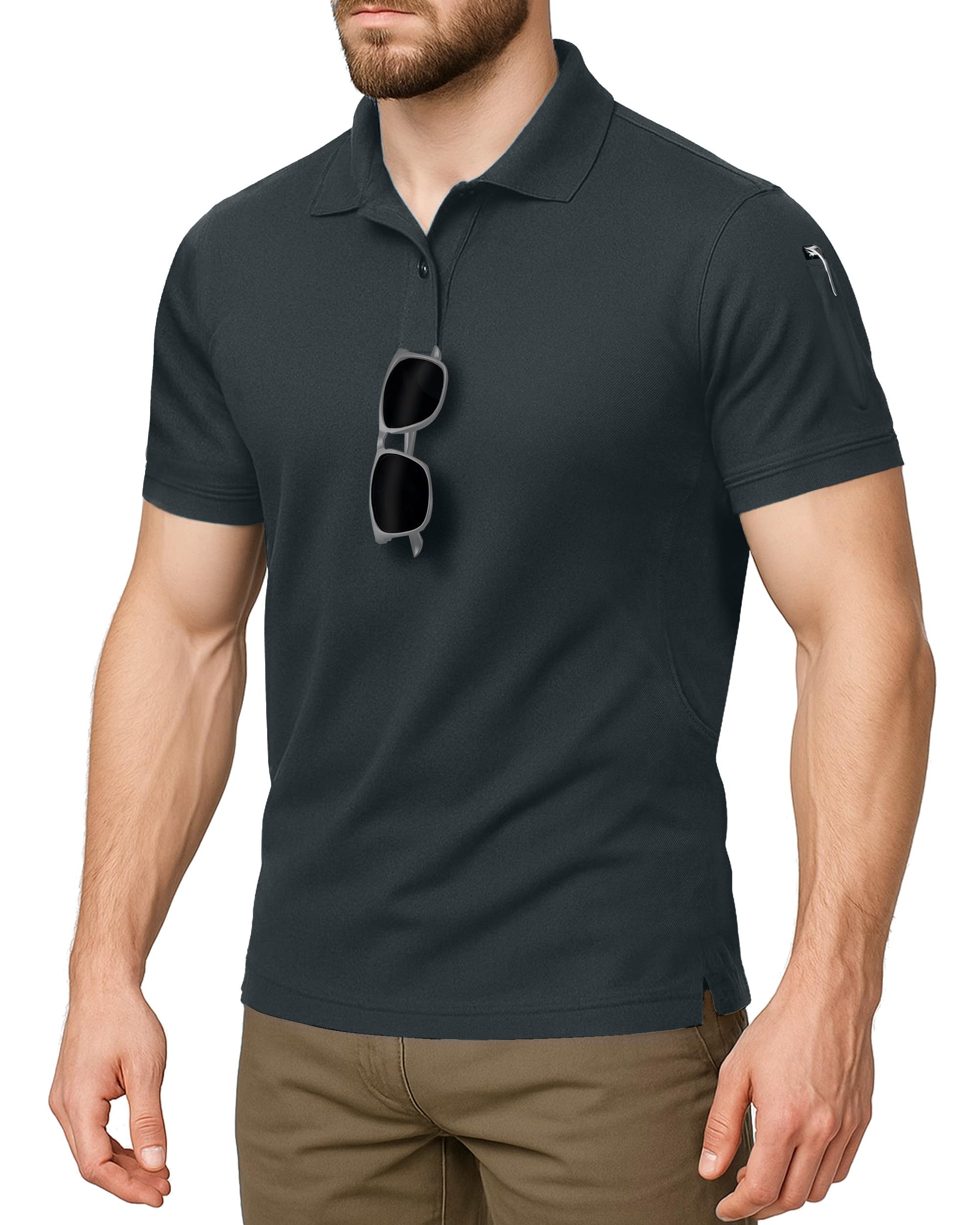 NY Threads Men's Polo Shirt Short Sleeves UPF 50+ Quick Dry Performance Tactical Pique Jersey Golf Shirt