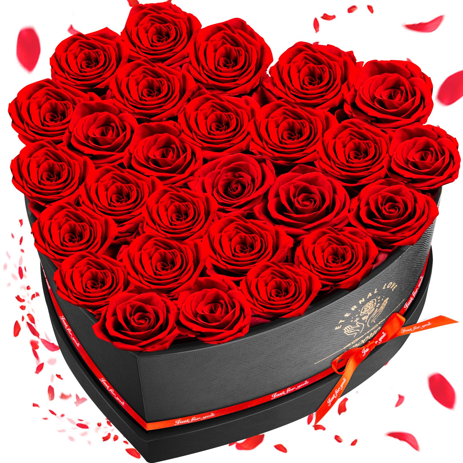 Impouo 50 Rose Eterne In Scatola A Forma Di Cuore – Fiori Conservati Per Sempre, Regalo Per Donna, Moglie, Fidanzata, Festa Della Mamma, Rosse