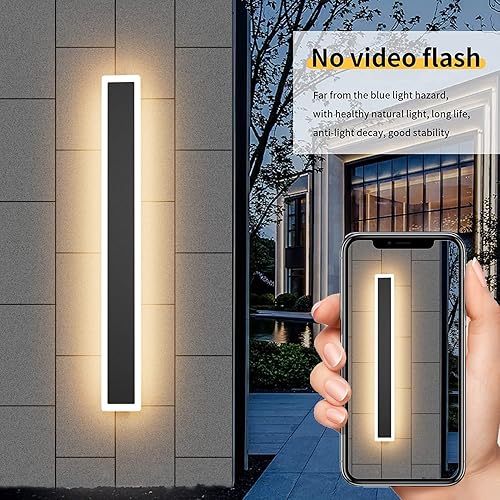 Miniatura 6 de Aipsun Tira de luces de pared para porche de 59 pulgadas de largo, moderna lámpara de pared para exteriores, aplique de iluminación para montaje en
