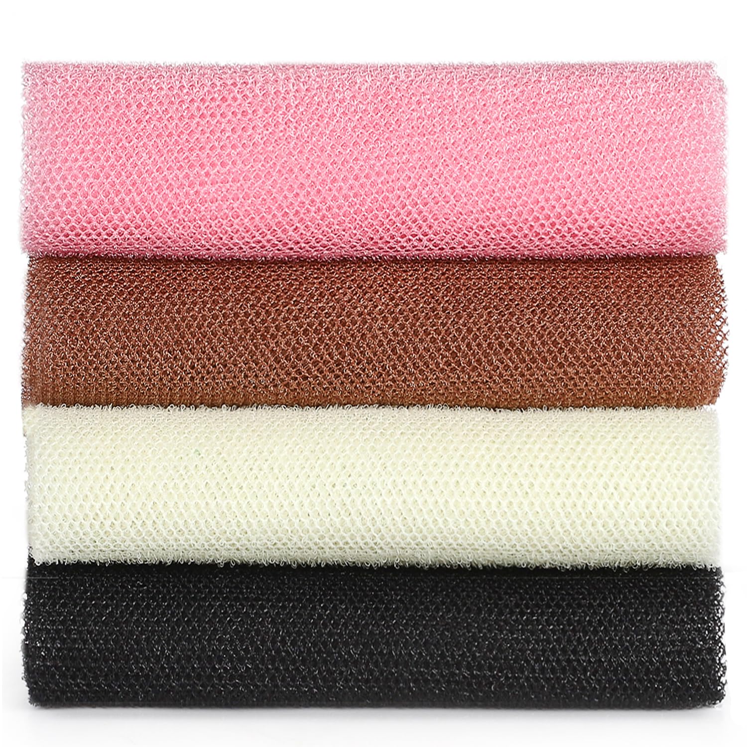 African Net Long Bath Net Sponge,JASSINS African Bathing Sponge,Body Exfoliating Long Net Shower Body Scrubber Back Scrubber Skin Smoother (4pcs)