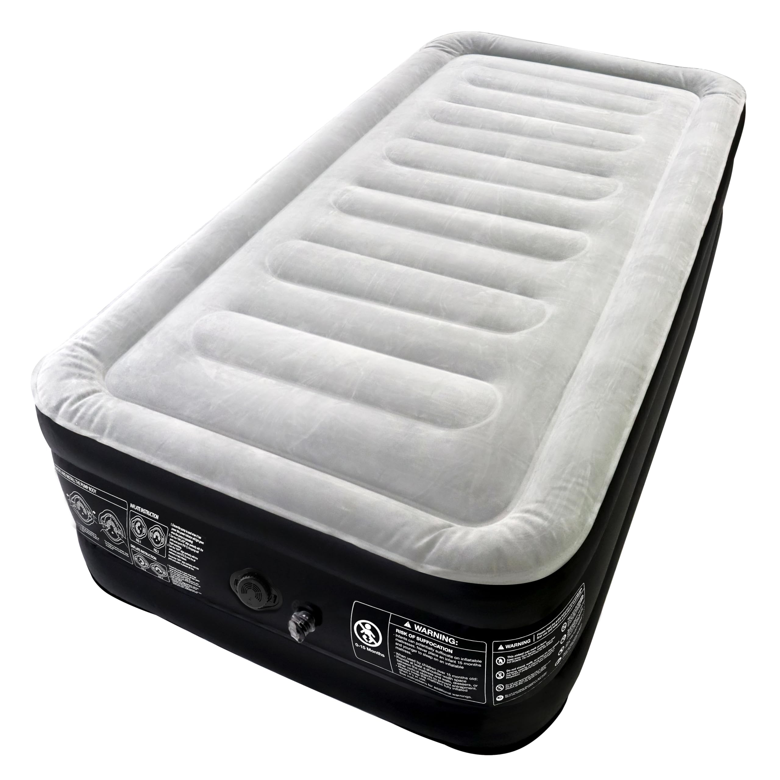YUENFONG Nadmuchiwany materac dmuchany, samopompujący, z elektryczną pompką i torbą do przenoszenia, nośność do 300 kg, na wycieczki kempingowe, 187 x 90 x 46 cm