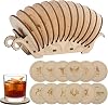 CZYY DND Race Coasters with Tentacle Design Holder, Set of 12 Round Wood Coasters Laser Engraved DND Species Icons, DND Themed Decor & Gift for Dungeon Master