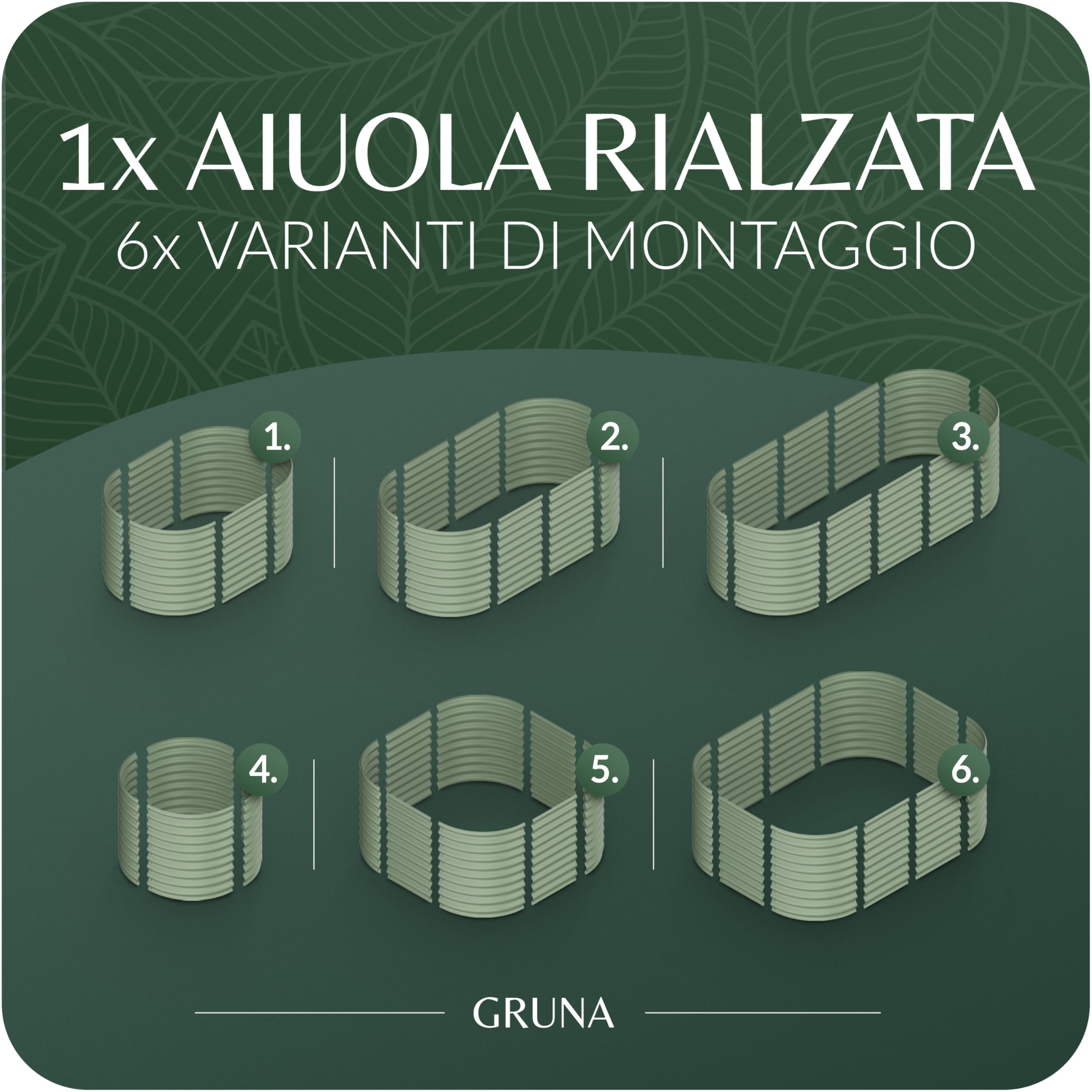 GRUNA - Letto rialzato in metallo 200x80x75 cm I Kit letto rialzato modulare 6 in 1 I 100% antiruggine I Stabile dimensionalmente grazie ai rinforzi (Verde, 200x80x75)