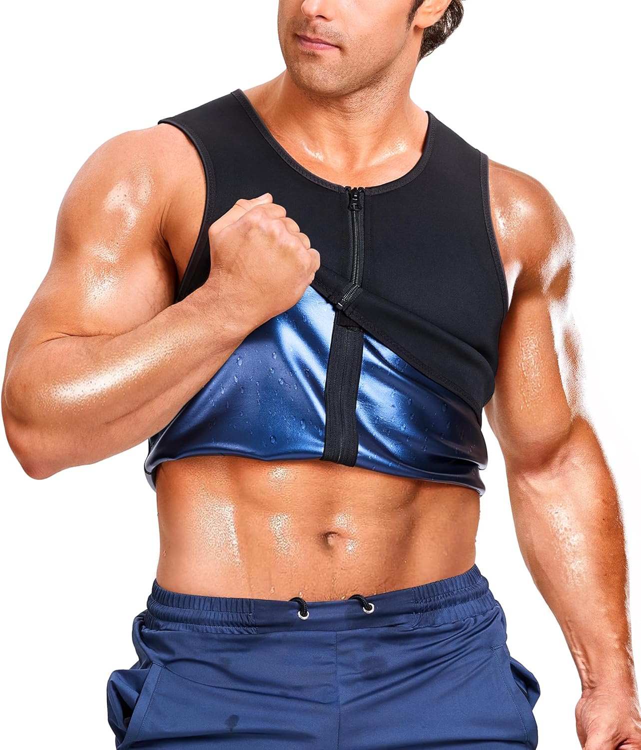 Junlan Sauna Shirt for Men Sauna Suit Sweat Wasit Trainer Vest For Working Out