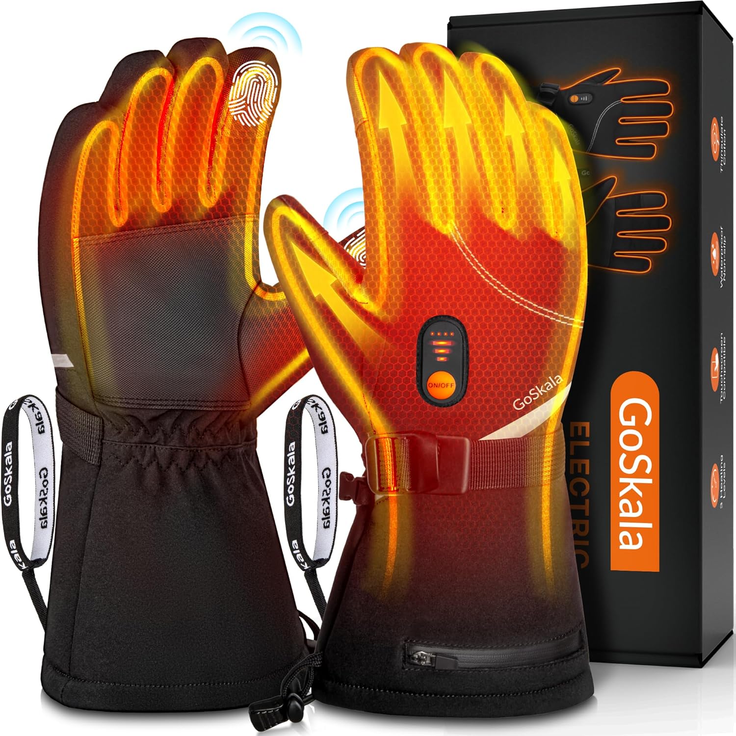 Heated Gloves for Men Women, Rechargeable Electric Thermal Hand Warmers with Touchscreen, Waterproof Winter Gear for Skiing, Hiking, Outdoor Work, Raynaud Relief