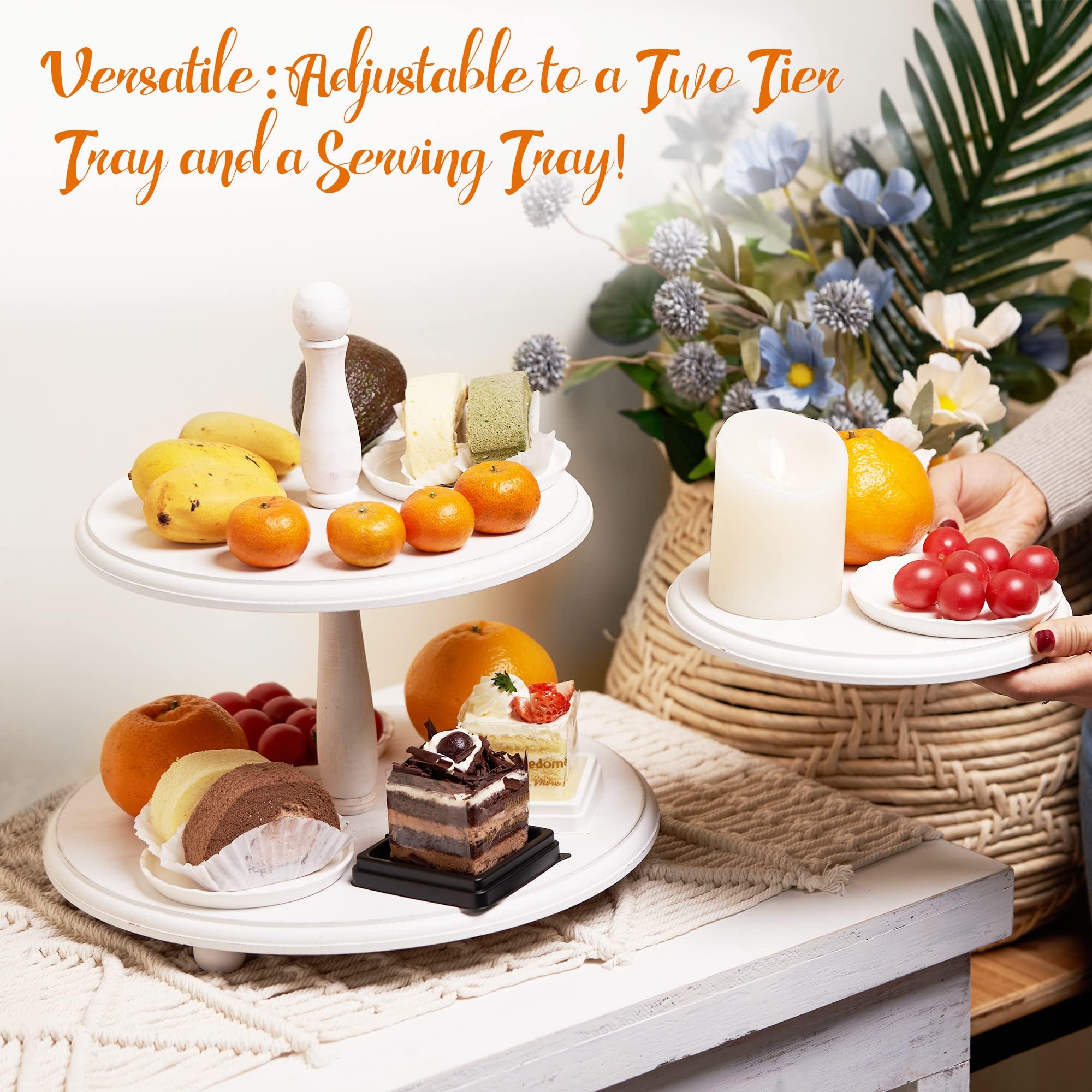 Tiered Tray Decor Two Tier Tray Decorative Rustic Wood Farmhouse