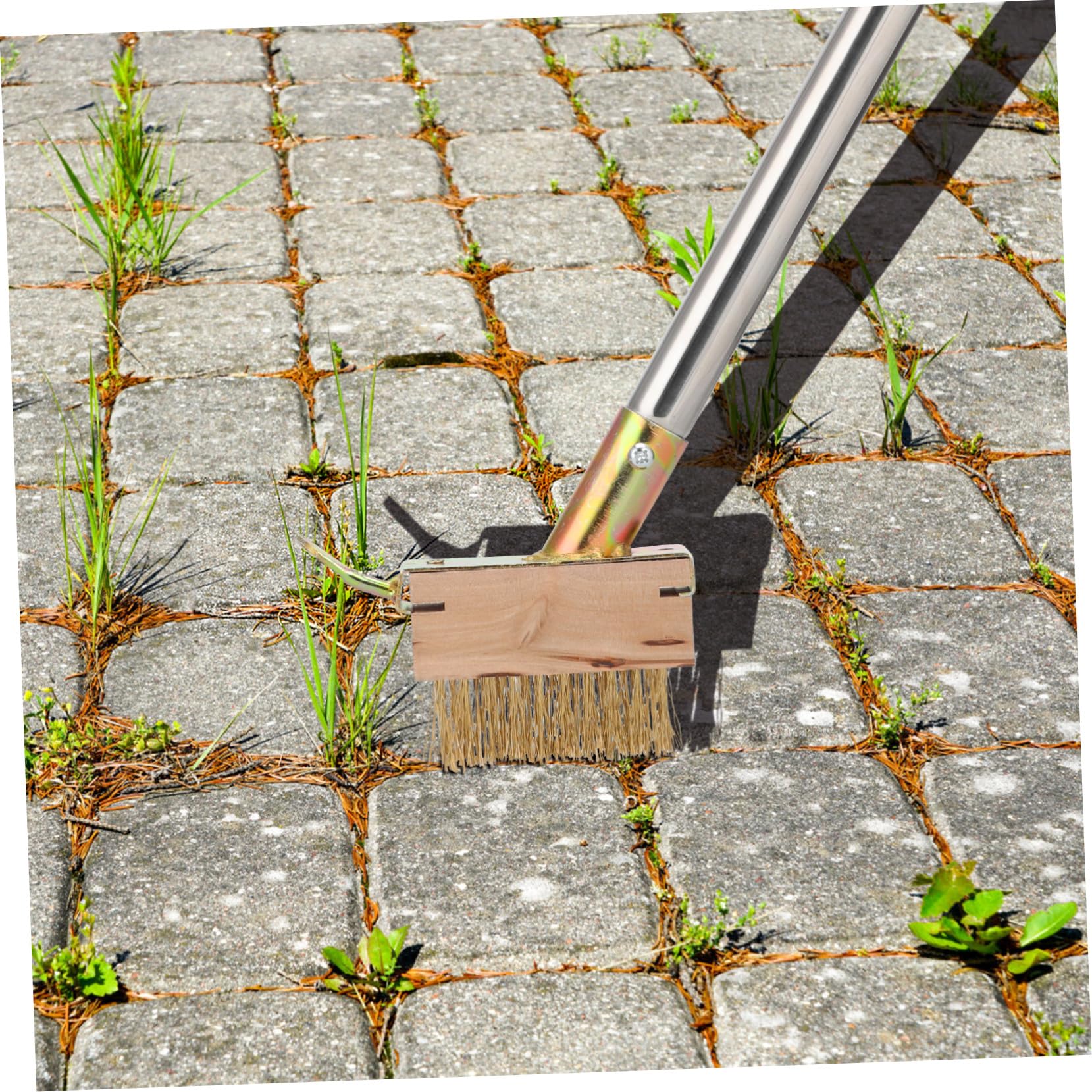 BESPORTBLE Brosse Désherbage Fissures Outil Nettoyage Manuel Long Manche pour Pavés Trottoirs Jardins
