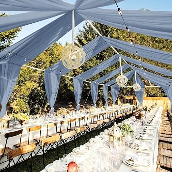 fani 6 Panels Dusty Blue Wedding Ceiling Drapes 5ftx20ft Chiffon Fabric