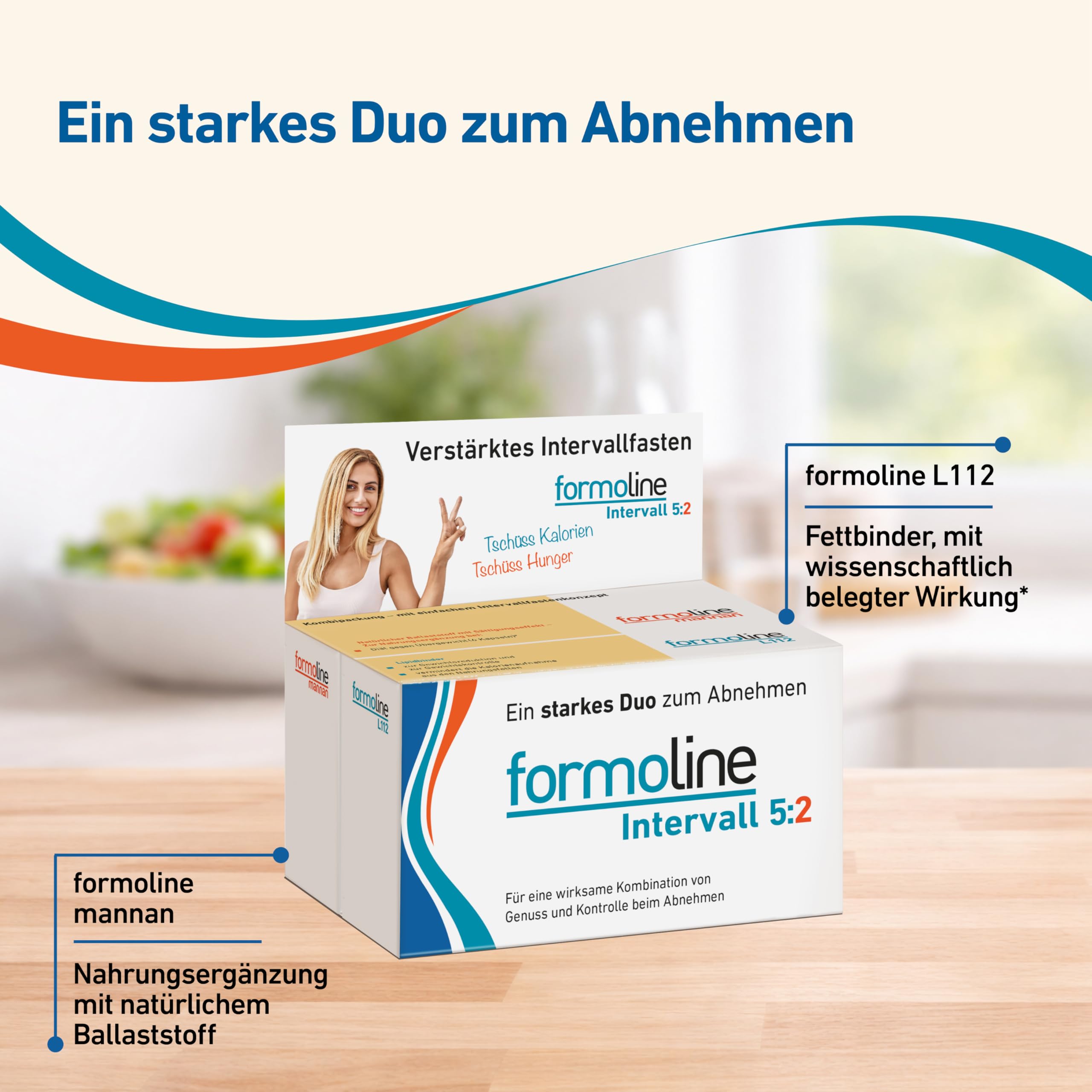 Intervall 5:2 Kombi zur Gewichtsreduktion beim Intervallfasten | Unterstützt die 5:2 Intervallfasten-Methode (5 Essenstage, 2 Fastentage) mit Fettbindung und Sättigungsgefühl.