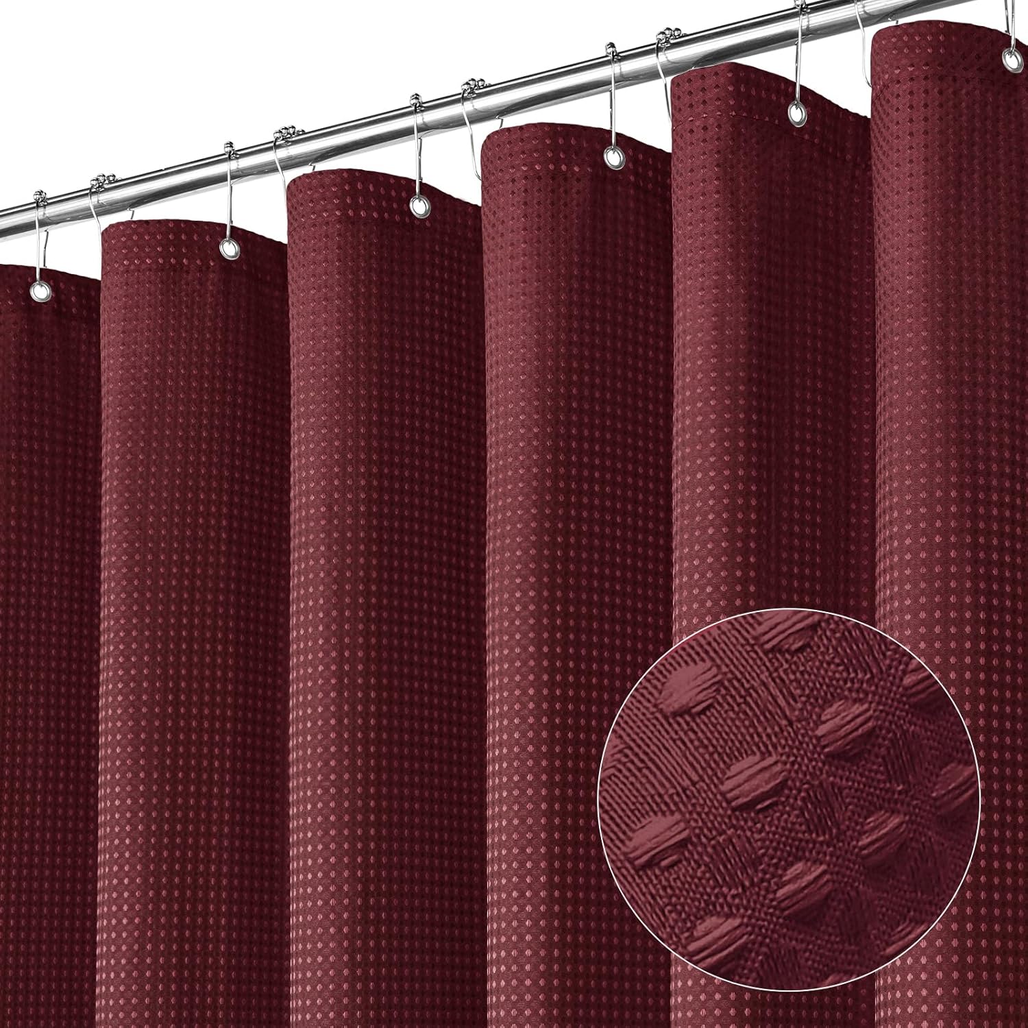 Gibelle Burgundy Shower Curtain, Waffle Weave Textured