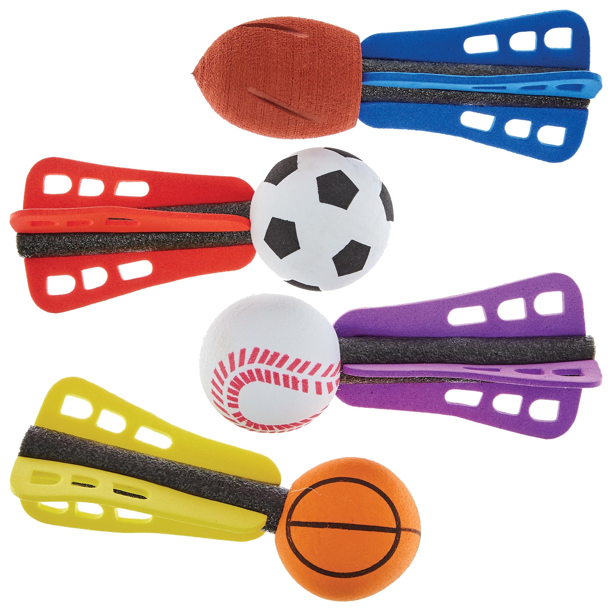 Baker Ross FN539 Foam Rocket Sports Balls - Pack of 4, Fidget Toys for Kids, Party Bag Fillers for Kids