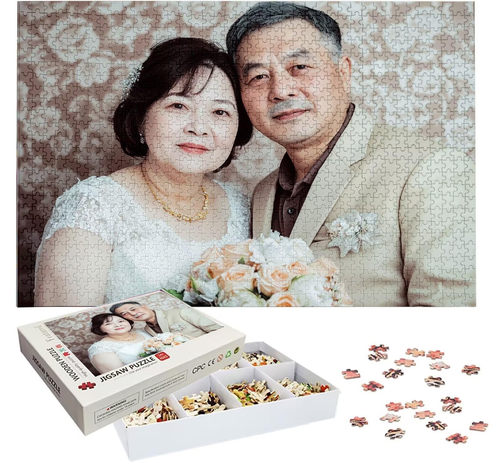 Puzzle Personalizado con Foto, Personalizada Rompecabezas Personalizado Diseña tu Logo Foto o Texto, Personalizado Navidad Halloween San Valentín Parejas Niños Familia Amigos h-2429