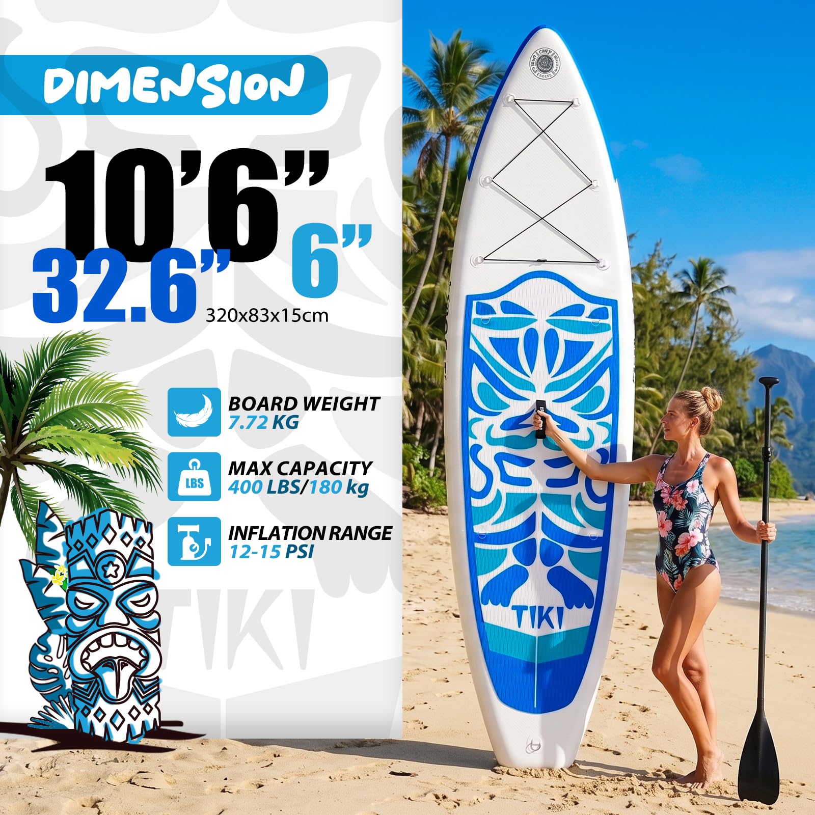 FunWater Deska do wiosłowania 10'6" i 11'6", wielofunkcyjna deska do wiosłowania z płetwami, liną kostną, pompką SUP, wiosłem, plecakiem Sup, na wszystkie poziomy umiejętności