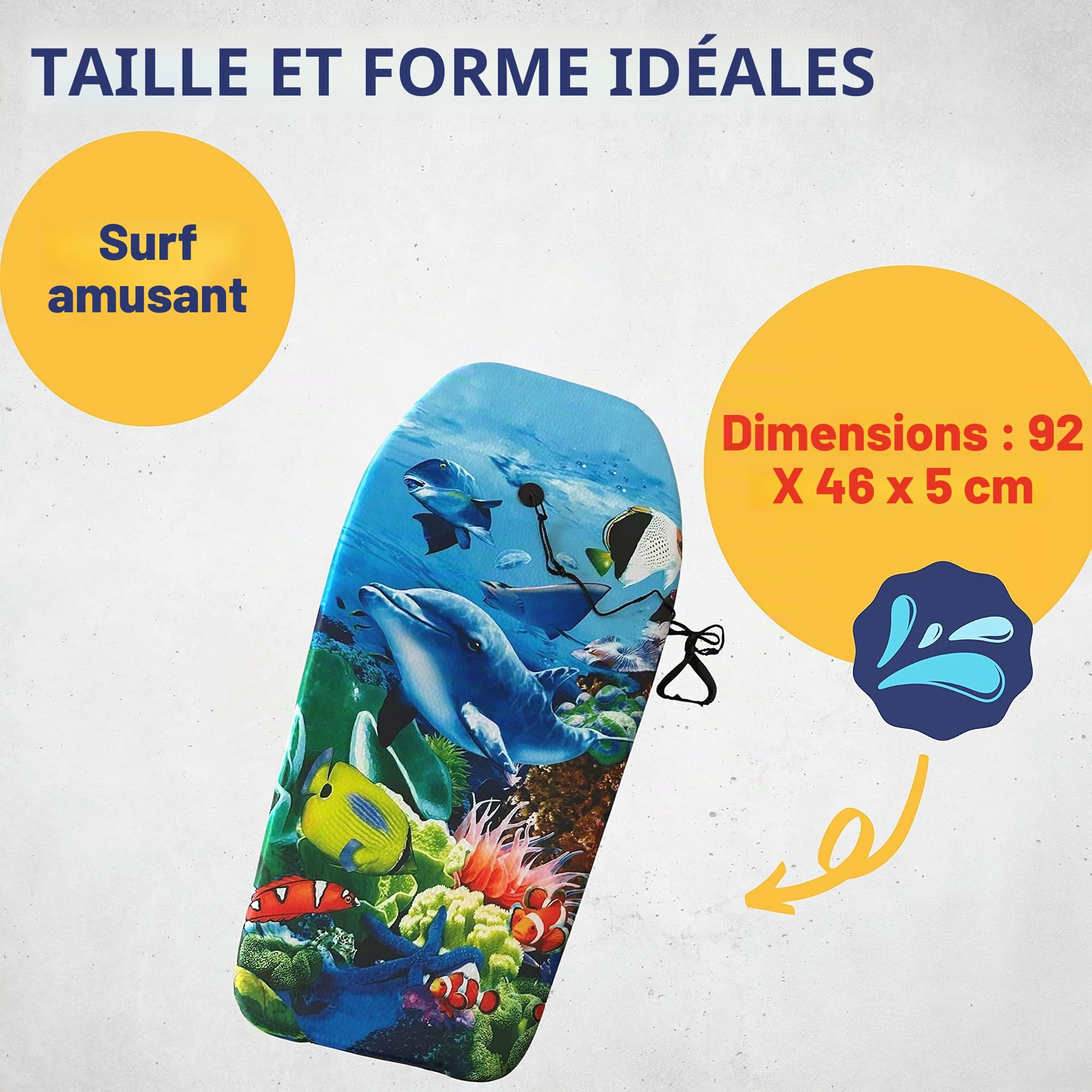 Best Sporting Bodyboard pour enfants en forme de requin ou tortue - Planche de surf pour enfants - 92 x 46 x 5 cm - Jusqu'à 75 kg - Planche de surf pour enfants - Bodyboard pour le surf