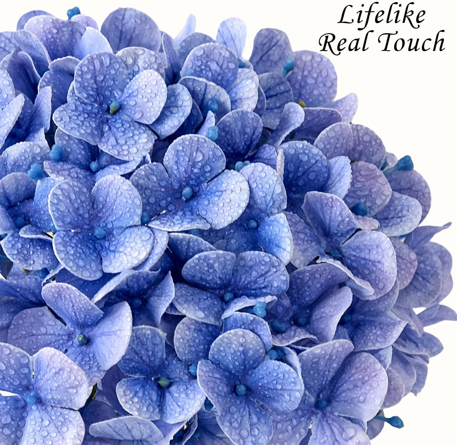 Hydrangea Artificial Flowers, Lifelike Latex Silk Real Touch Faux Hydrangea Flowers, Artificial Hydrangeas Bouquet for Wedding Centerpieces Tables Party Home (Royal Blue) - Image 2
