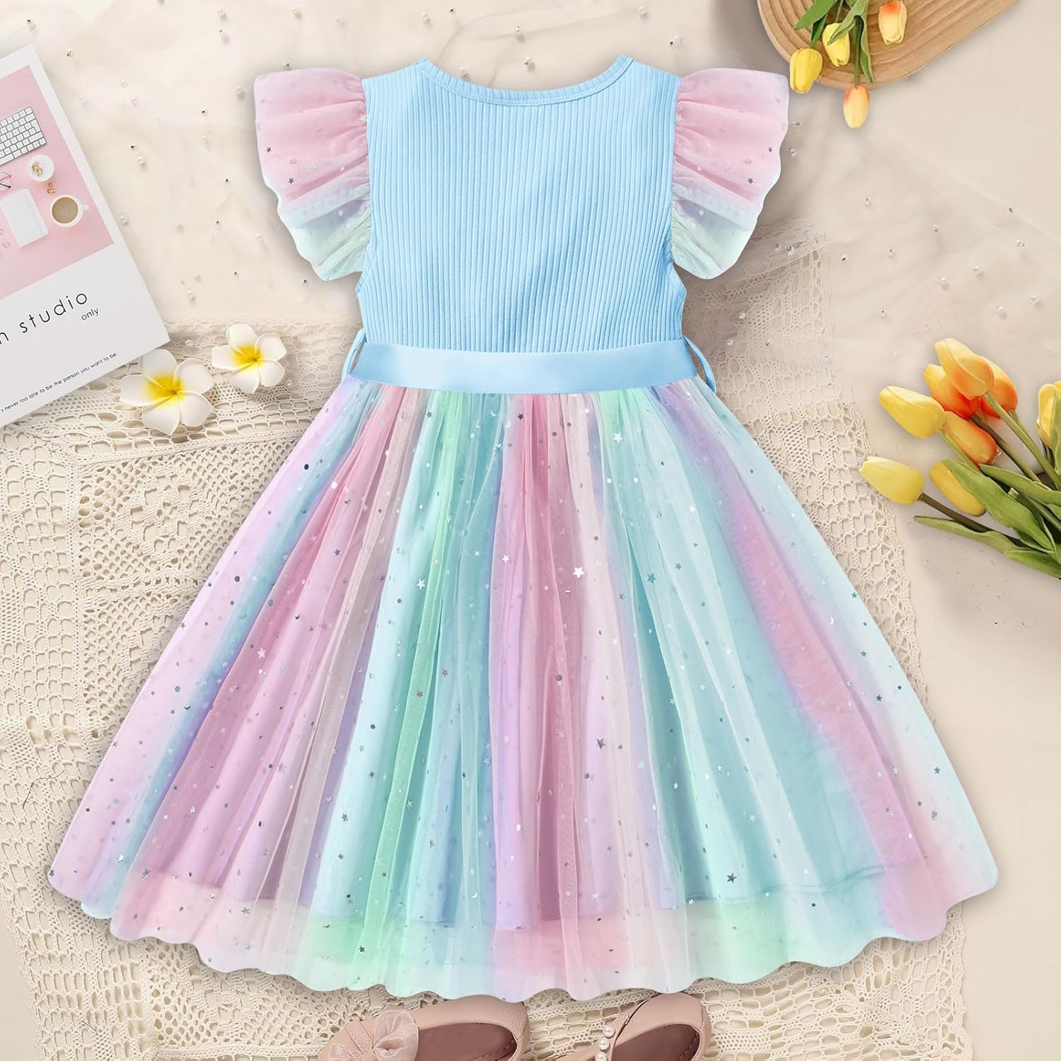 Vogseek Toddler Girls Tulle Dress Ruffle Sleeveless Summer Baby Girl Fashion Tutu Dresses 2-6Y - Image 4
