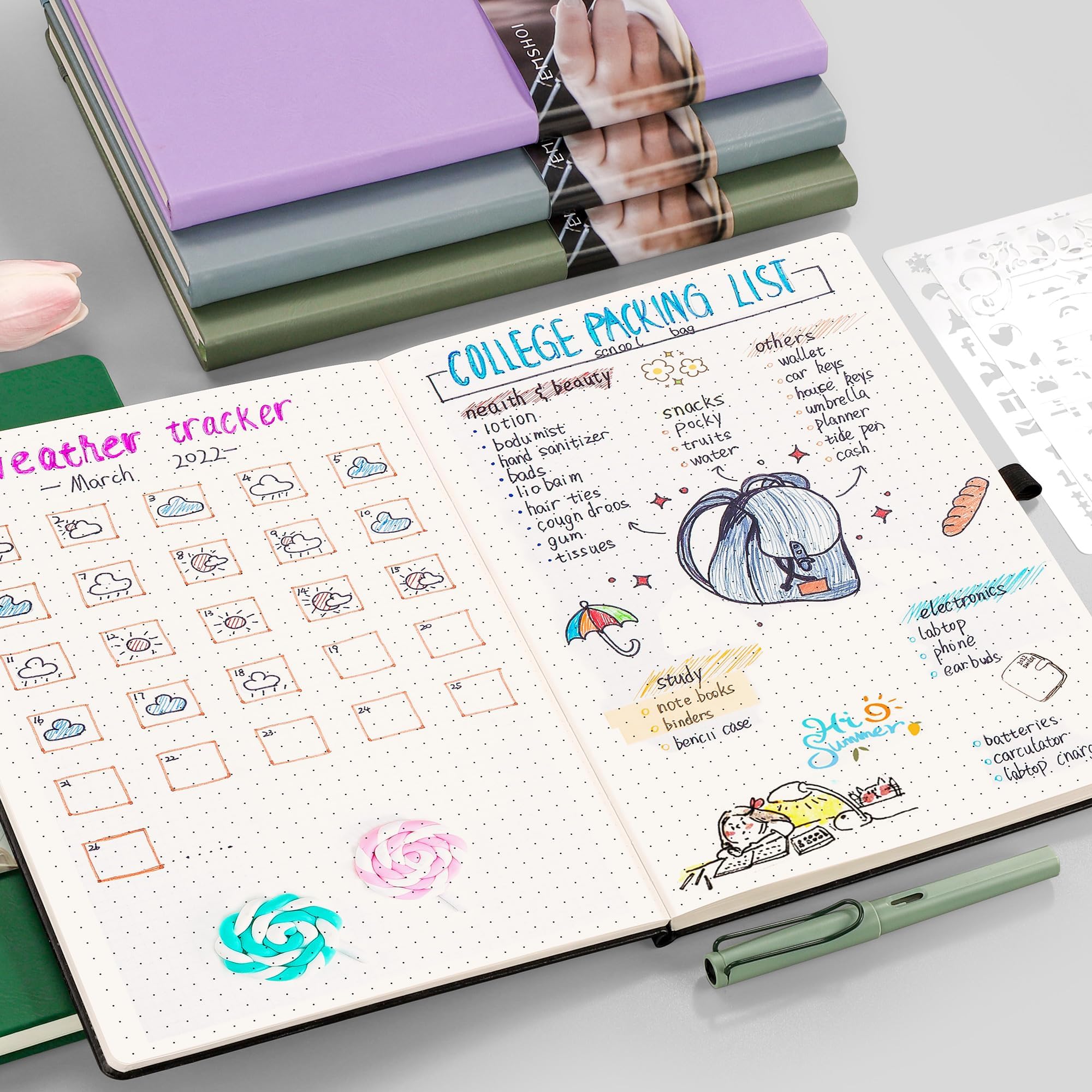 EMSHOI A4 Dotted Notebook Journal, 8.5"x11", 192 Pages 100gsm Thick Dotted Paper, Hardcover Leather Journal with Pen Holder & Inner Pocket, Dot Grid