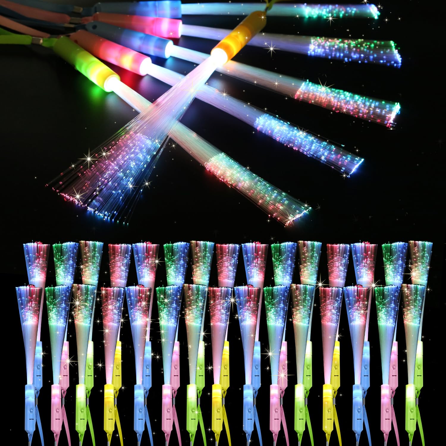 Fiber Optic Wand Glow Sticks Lights,48 Pcs Fiber Optic Wand LED