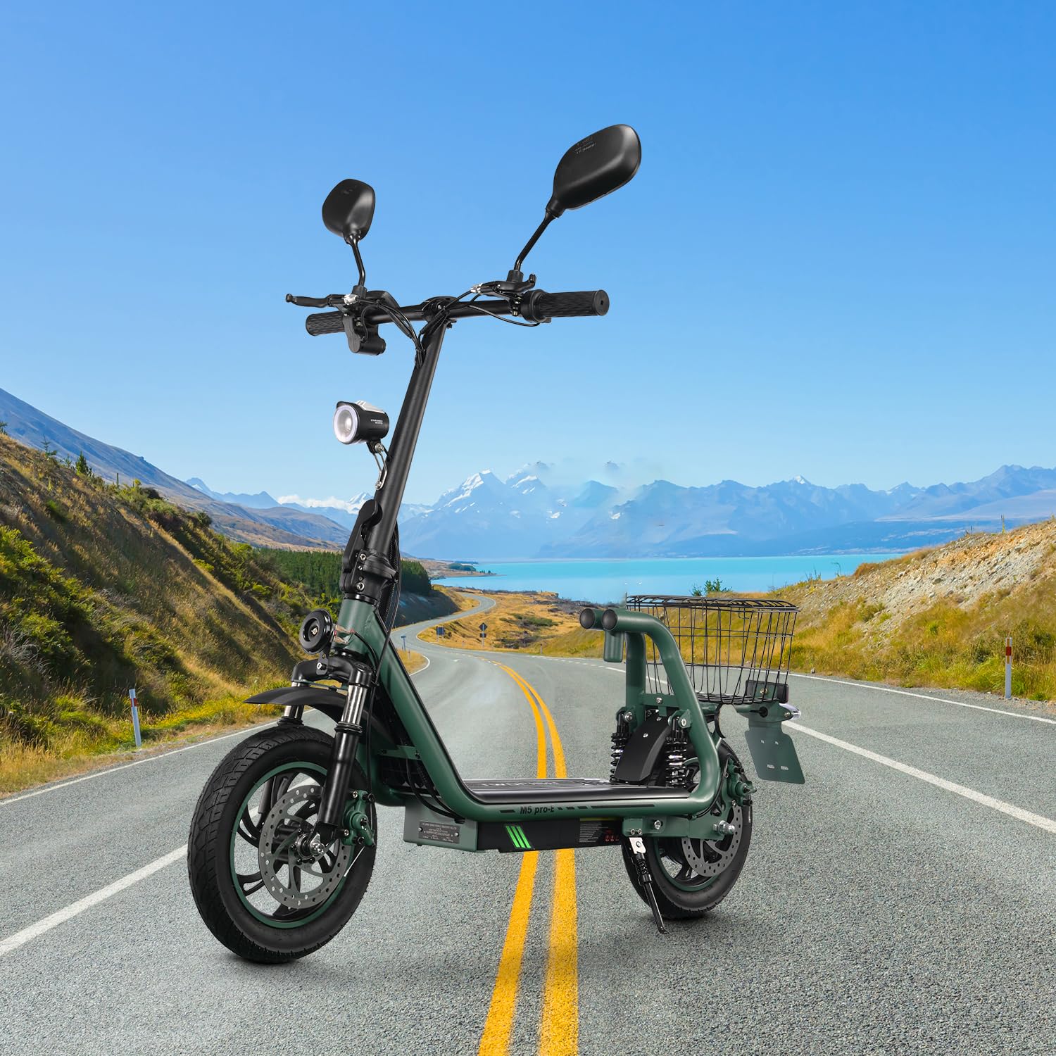 TWOFISH Monopattino Elettrico per Adulti, Scooter Elettrico da 12 Pollici Dotato di Motore da 500 W, Batteria da 48 V 13 Ah, Velocità Massima di 25 km/h, Capacità di Carico di 120 kg