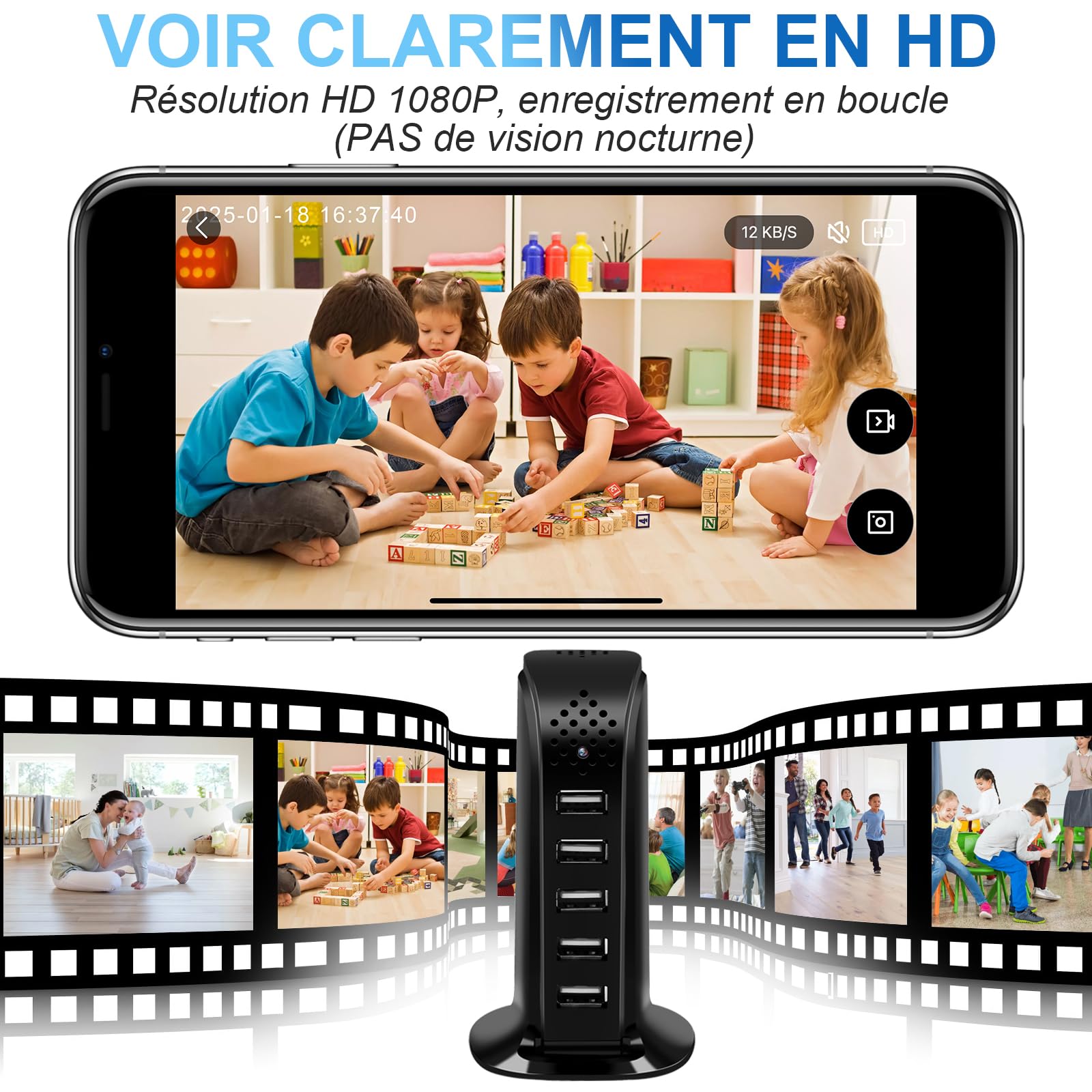 Caméra Espion WiFi 5G, Camera Cachée sans Fil, Mini Camera Espion a Distance Discrete 1080P HD Détection de Mouvement Micro Caméra de Surveillance Tuya APP Contrôle