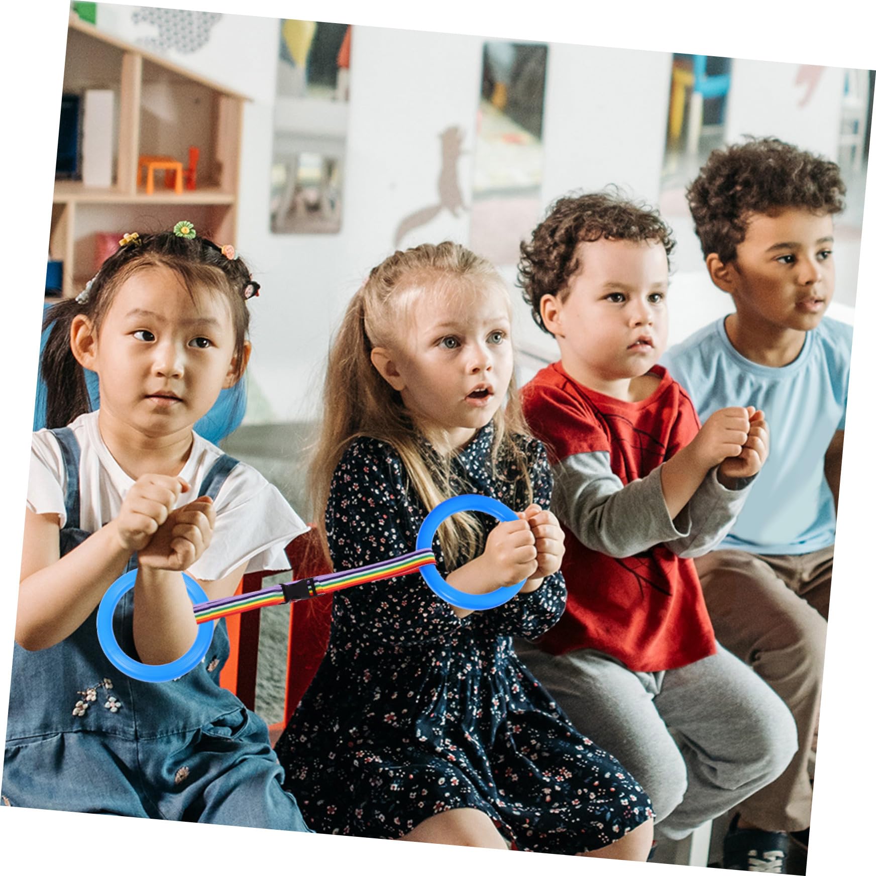 SUPVOX 12 Piezas Cuerda para Caminar Montessori con Asas Desmontables y Anillas Plásticas Cuerda Anti-pérdida para Grupos para Actividades al Aire y Control Guarderías de Colores Amarillo