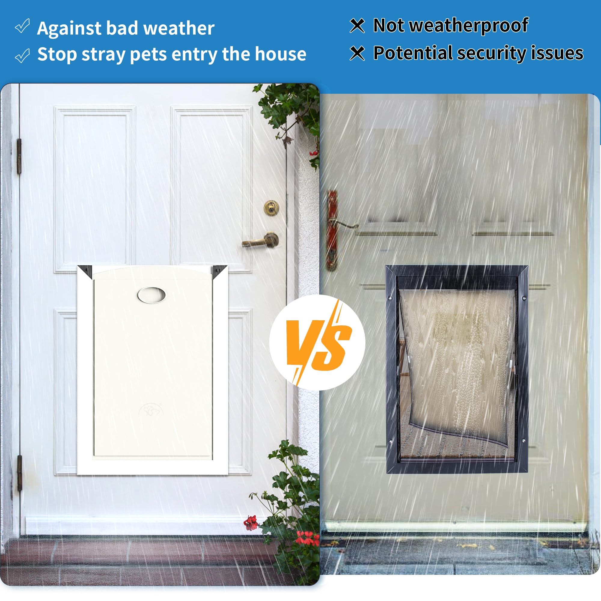 HARDLIGHT (2-Pack) Dog Door Replacement Panels, Weatherproof Sliding Lock Panels, Medium, 9 1/2" x 14 3/4" Panel Size